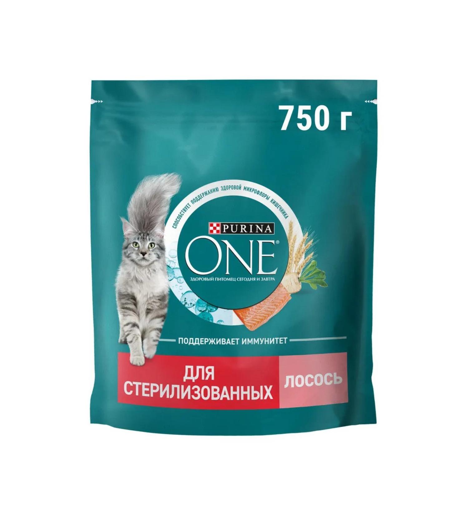 PURINA ONE Dry food for eras. cats and castes. Kotov salmon 750g - Buy Online on GoSupps.com