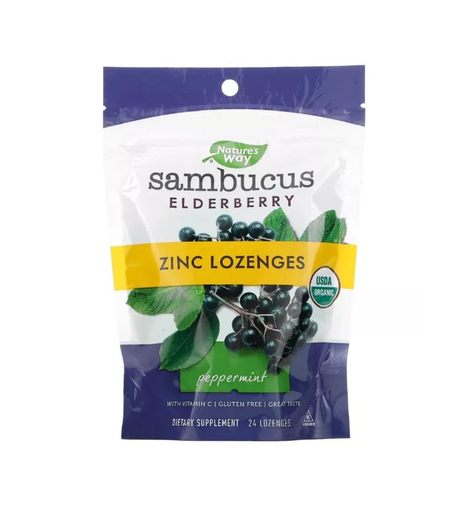 Nature's Way Sambucus Elderberry Pepperm Cindles with zinc mint 24 ice