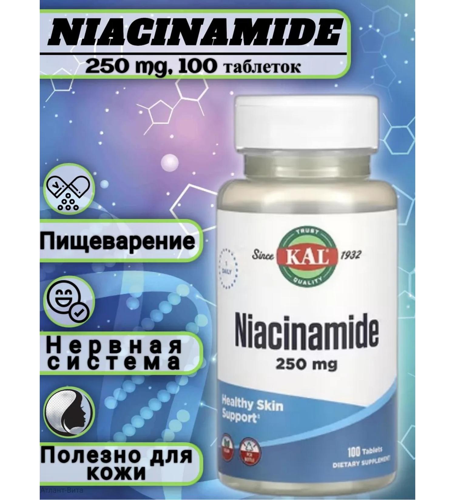 KAL Niacinamide niacinamide 250mg nicotinamide (vitamin B-3) - Buy Online on GoSupps.com