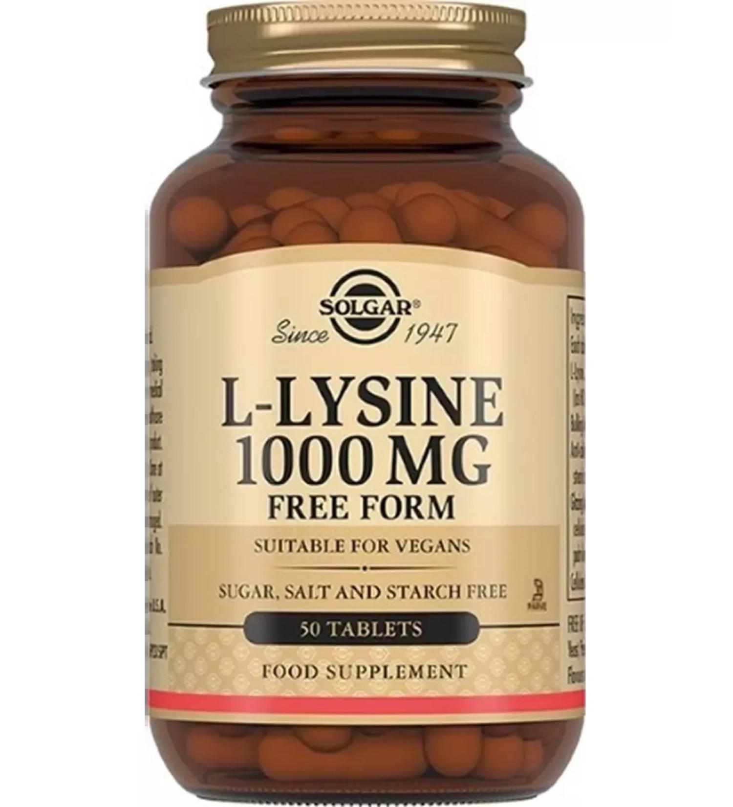Solgar L -Lisin 1000mg table N50 -1UP - Buy Online on GoSupps.com