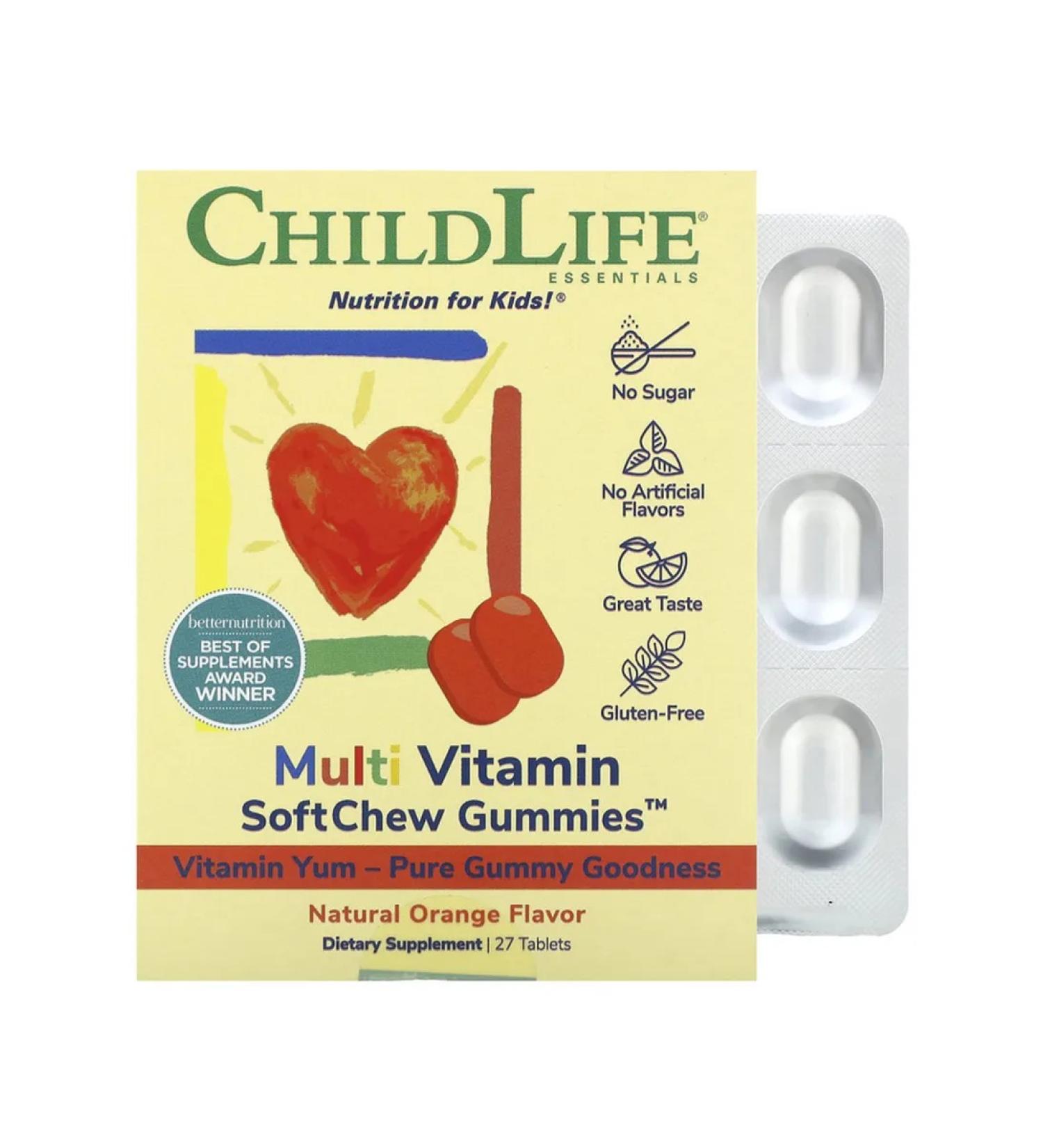 ChildLife Vitamins for children with orange 27 chewing tablets