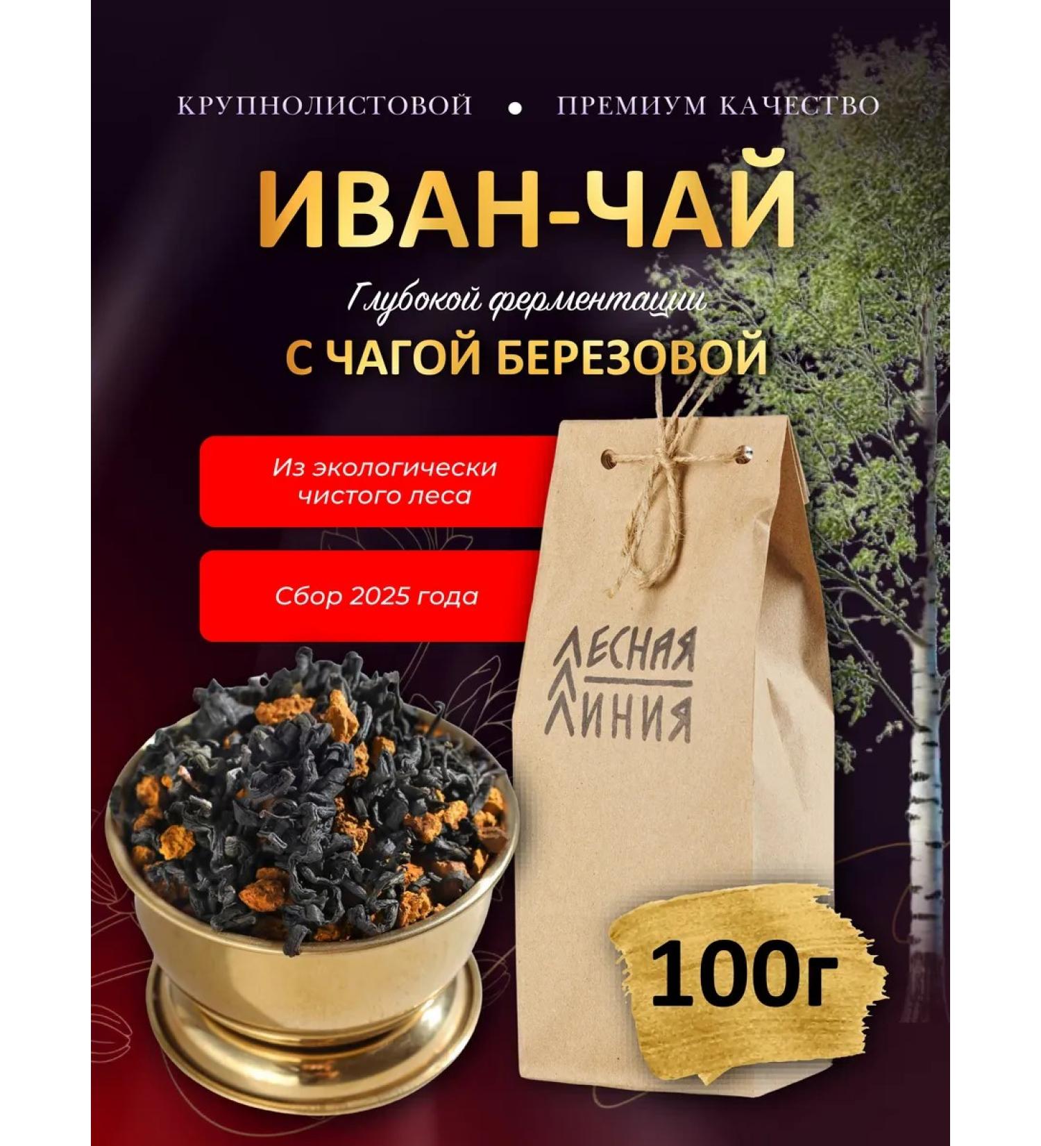 FOREST LINE Ivan - tea with chaga deep fermentation 100g - Buy Online on GoSupps.com