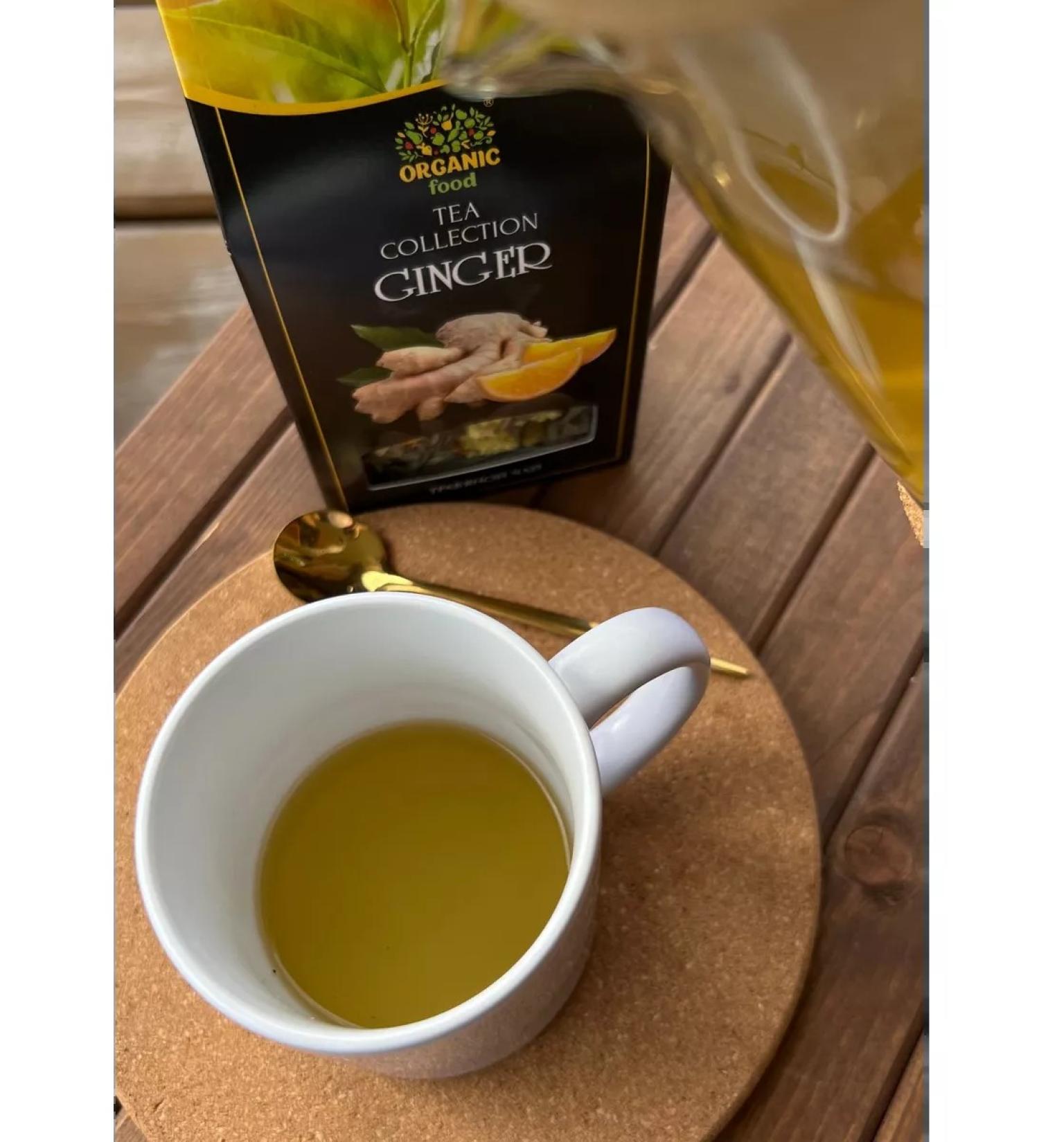 Organic Food Green herbal tea with ginger - Buy Online on GoSupps.com