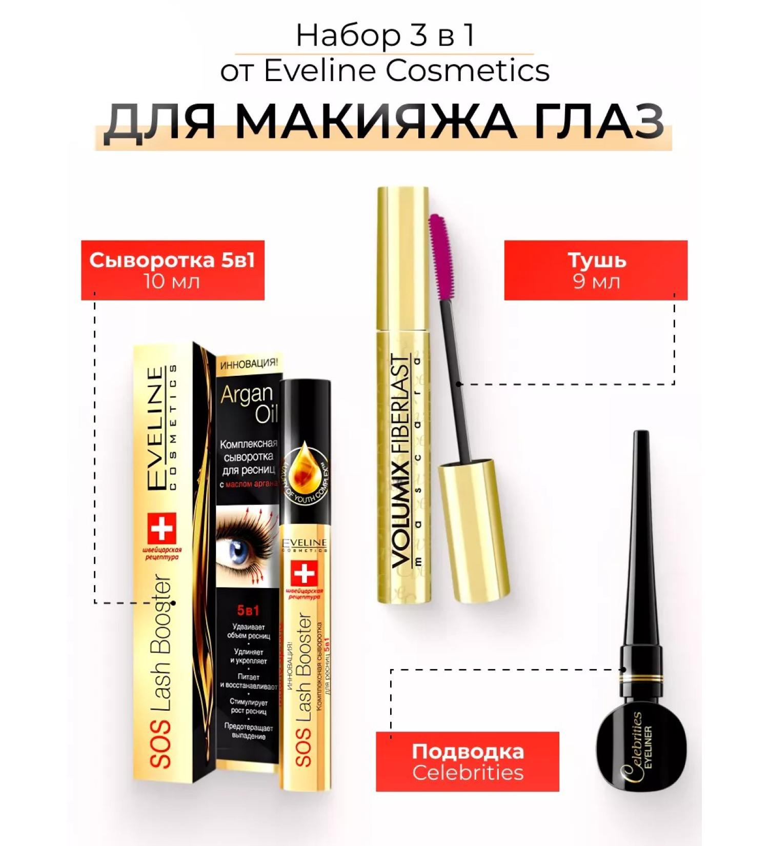 EVELINE Eye makeup set serum +eyeliner +mascara - Buy Online on GoSupps.com