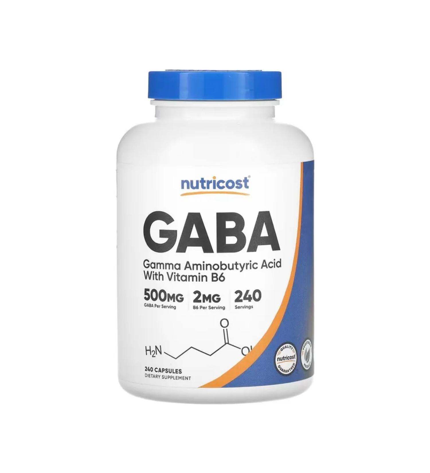 Nutricost Gaba with vitamin B6 500 mg 240 capsules - Buy Online on GoSupps.com