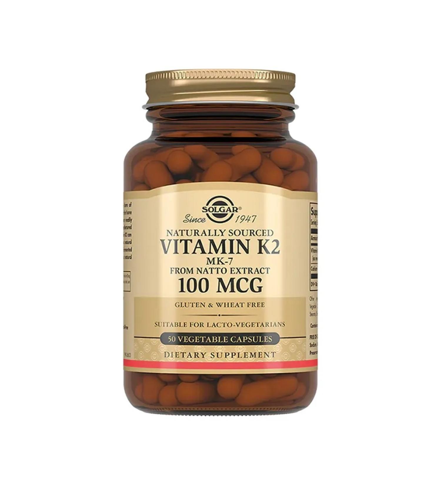 SOLGAR Natural vitamin K2 100 g 50 pcs - Buy Online on GoSupps.com