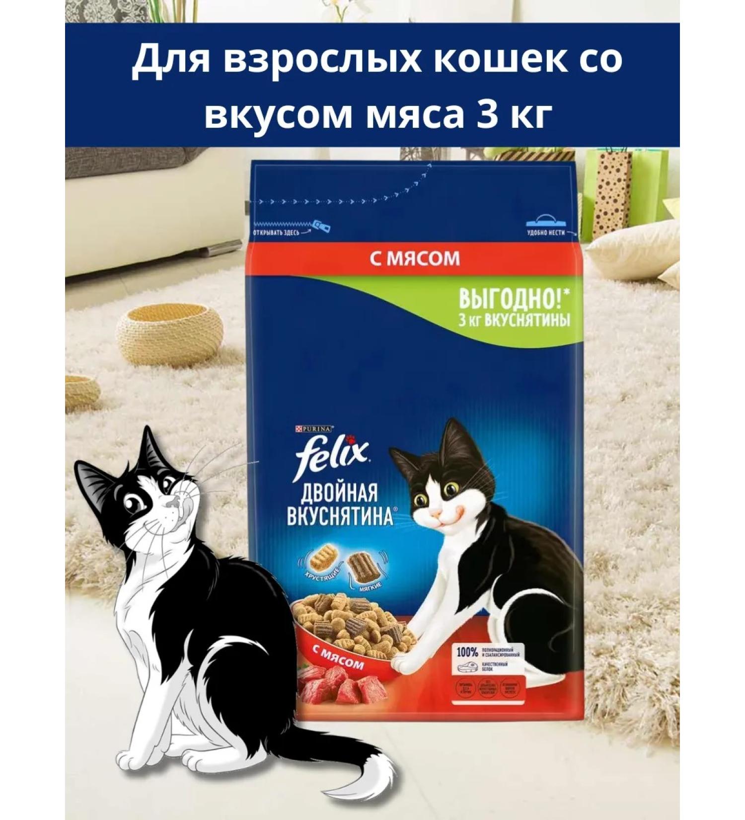 FELIX Dry food for cats with meat 3 kg - Buy Online on GoSupps.com
