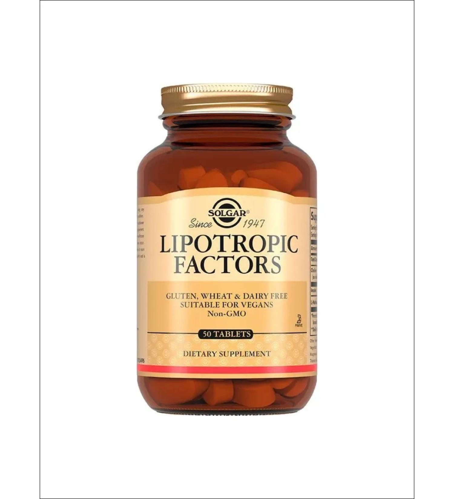 SOLGAR Lipotropic factor for reducing cholesterol table No. 50