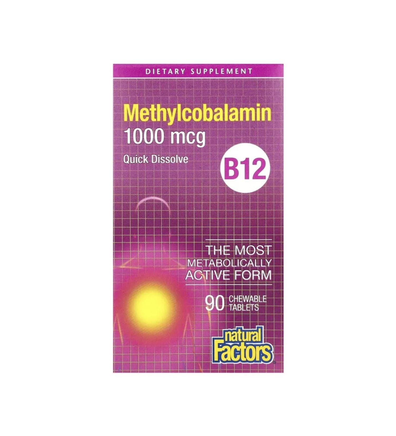 Natural Factors Vitamin B12 methylcobalamin 90 chewing tablets - Buy Online on GoSupps.com