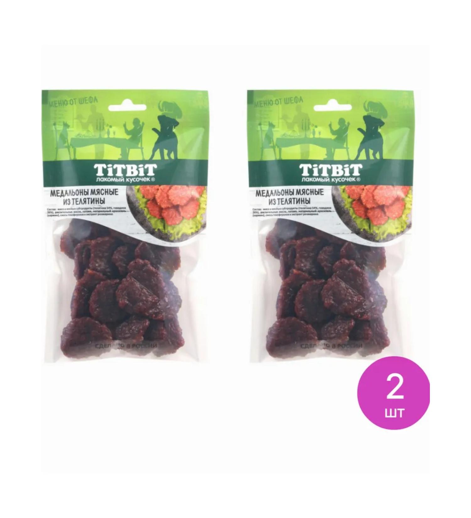 TiTBiT Dog treat for dogs medallions from veal meat 80g 2 pcs