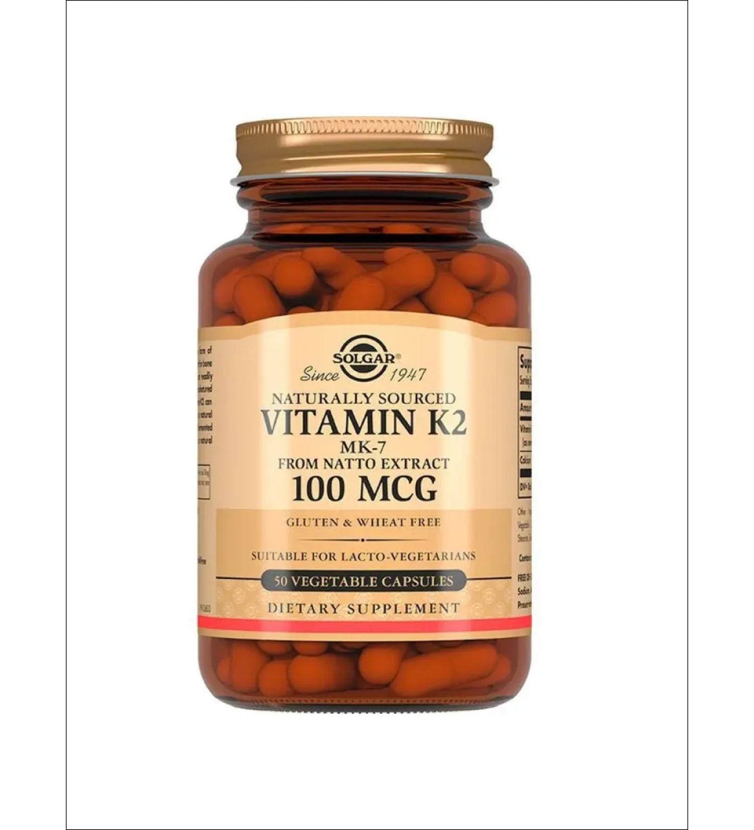 SOLGAR Vitamin K2 (Menakhinon-7) 100 MKG caps # 50 - Buy Online on GoSupps.com