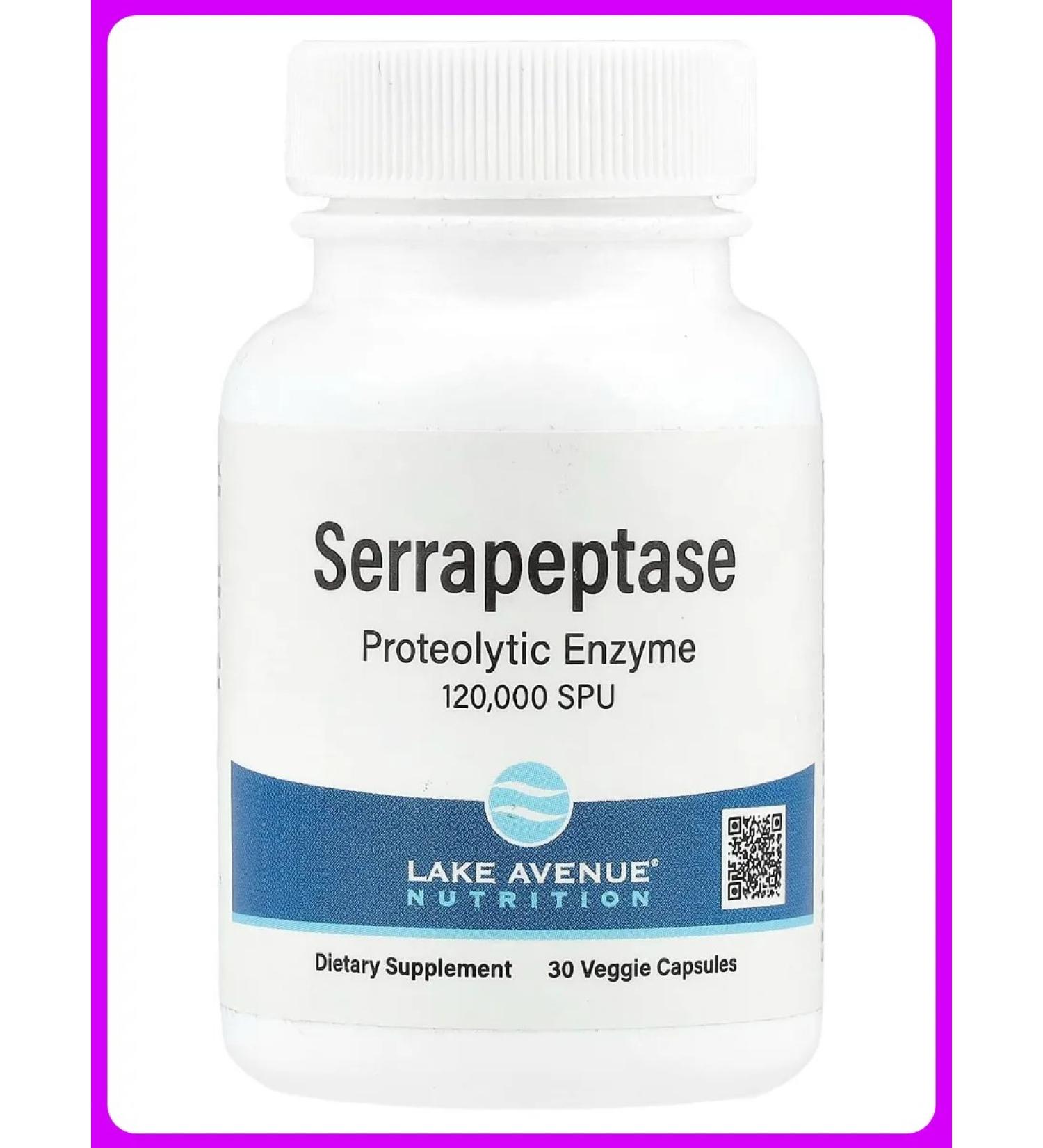 Lake Avenue Nutrition Serrapeptase proteolytic enzyme 30 capsules - Buy Online on GoSupps.com