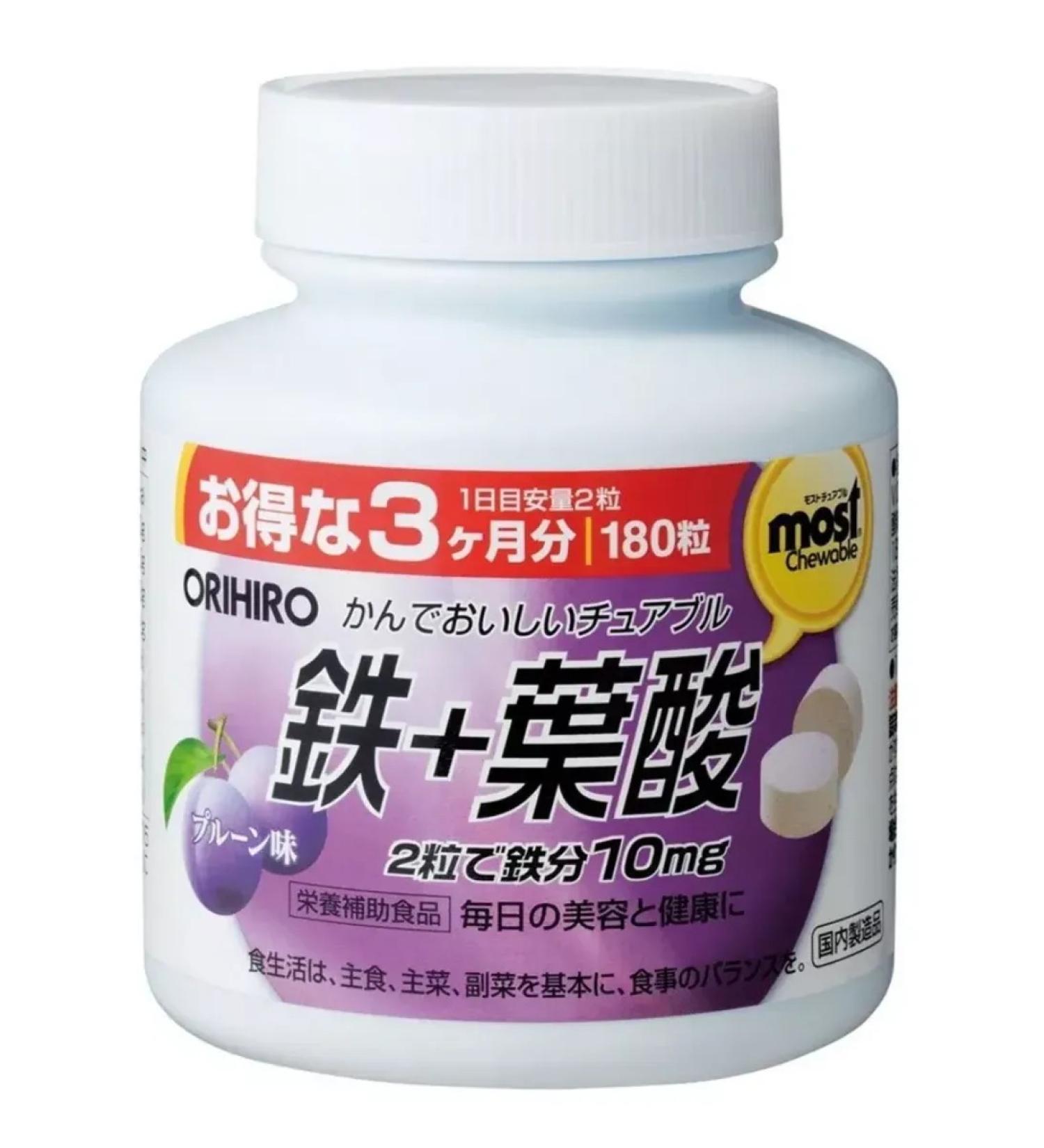 Orihiro Iron Chewing Vitamins with the taste of the plum of 180 tablets