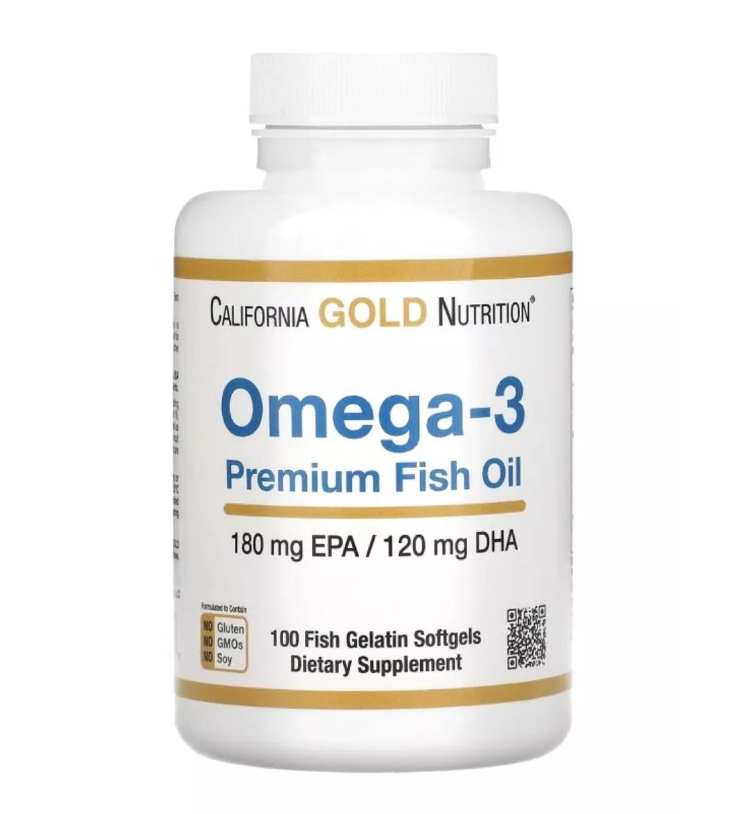 California Gold Nutrition CGN Omega-3 Premium fish oil 180 120 100 capsules - Buy Online on GoSupps.com