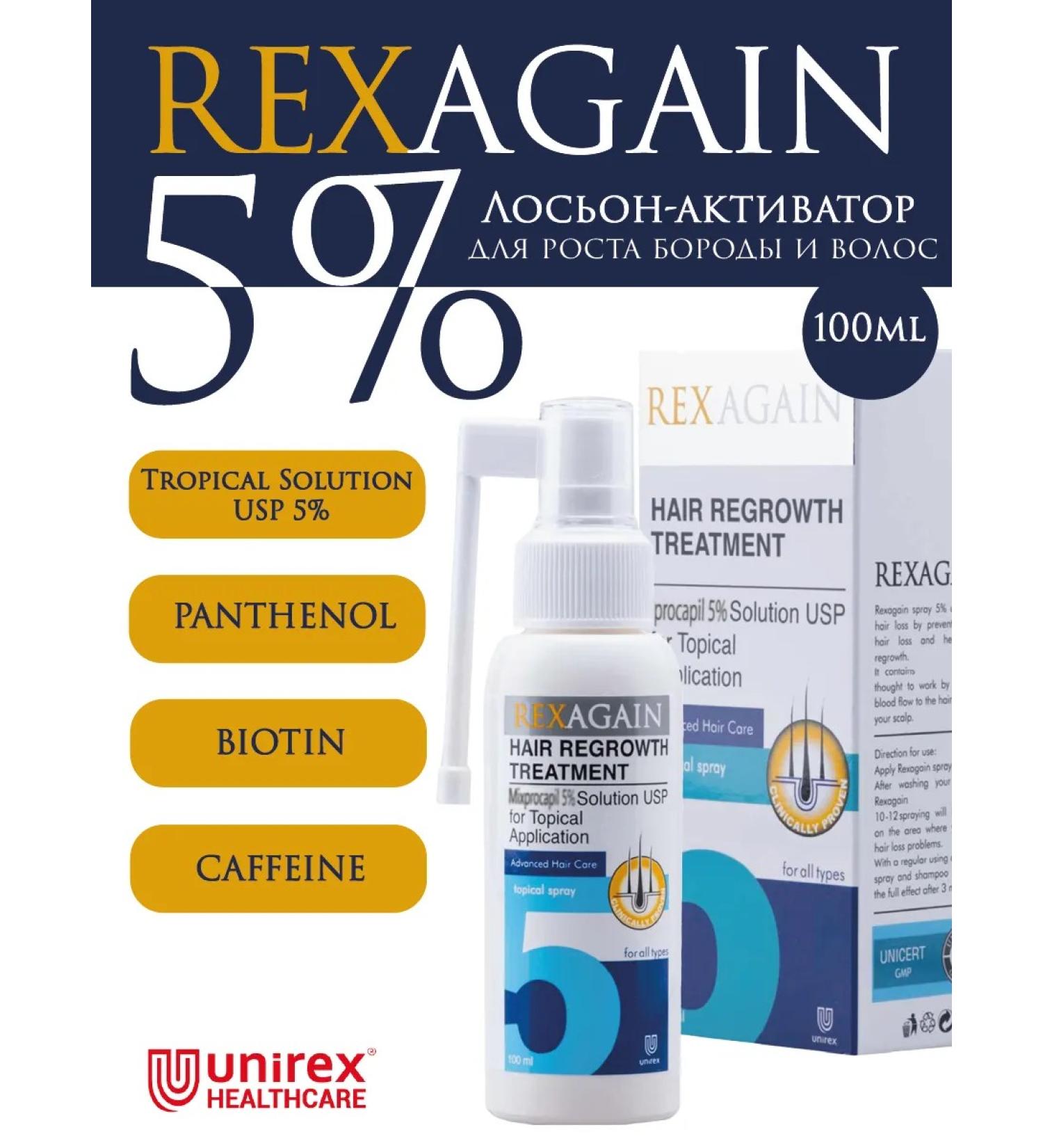 Rexagain Lotion 5% for hair growth and beard - Buy Online on GoSupps.com
