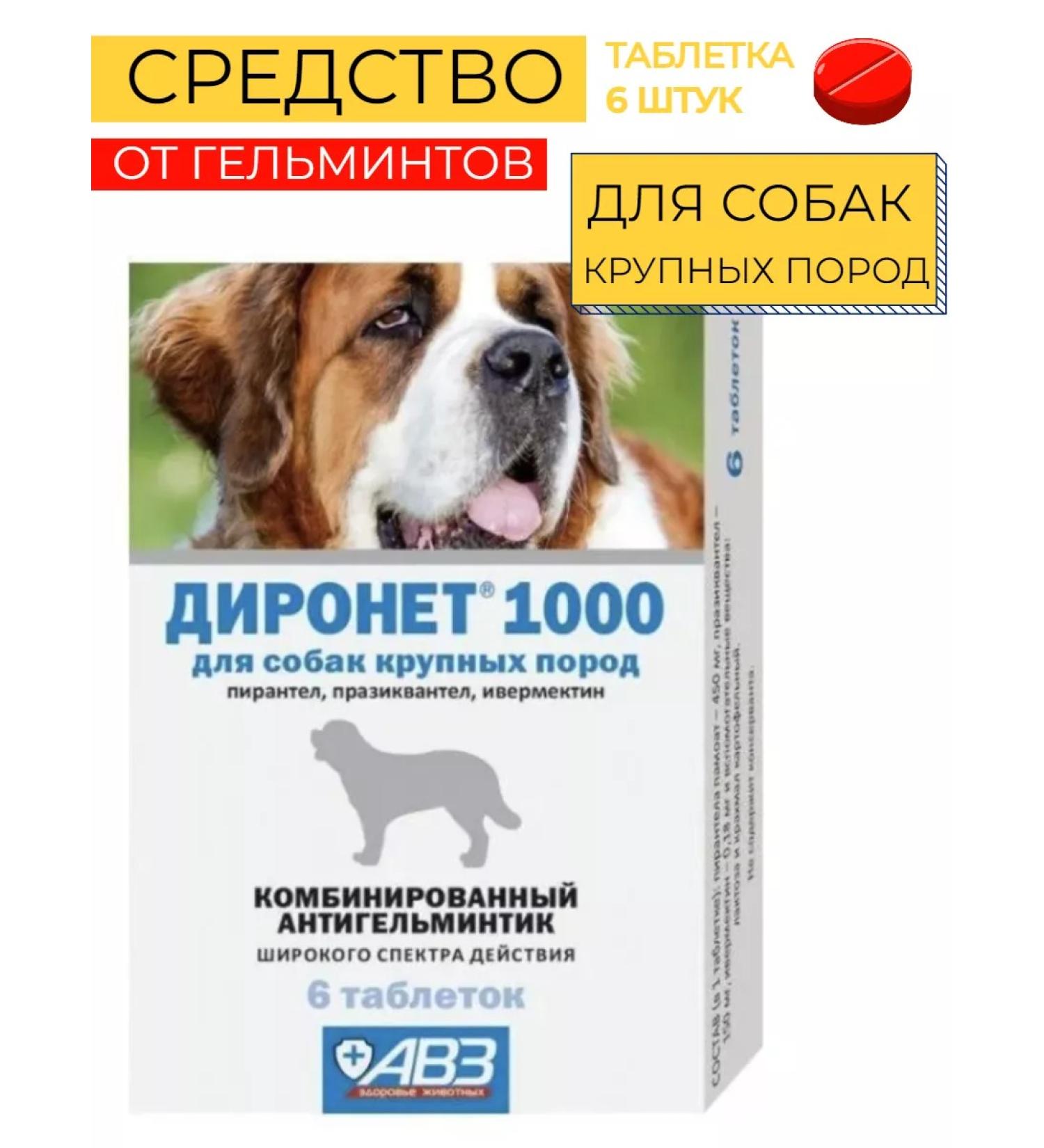 AVZ Dog tablets from helminths Dyronet 1000 - Buy Online on GoSupps.com