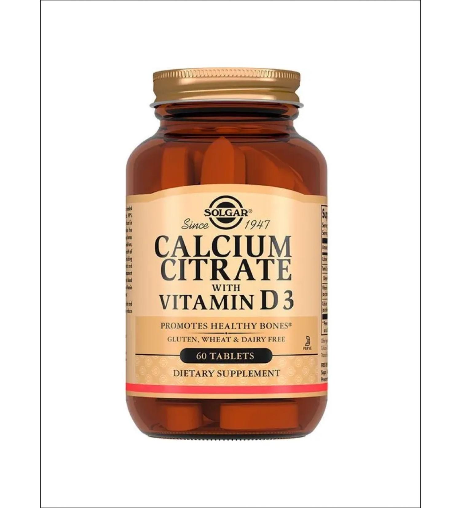 SOLGAR Calcium citrate 250mg with vitamin D3 table No. 60
