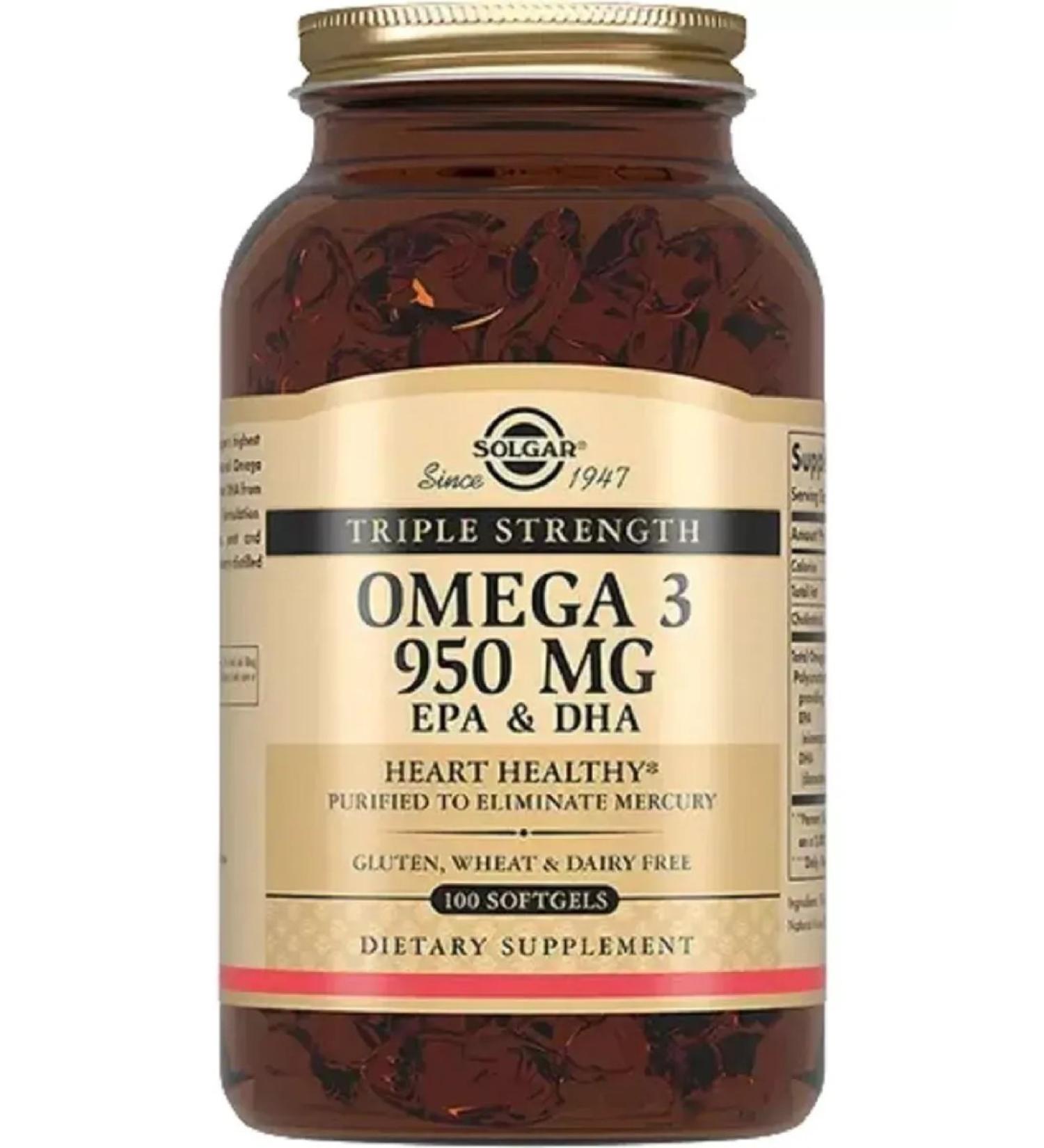 dietary supplements Solgar triple omega-3 950 mg EPK and DHG 100 pcs. Capsules