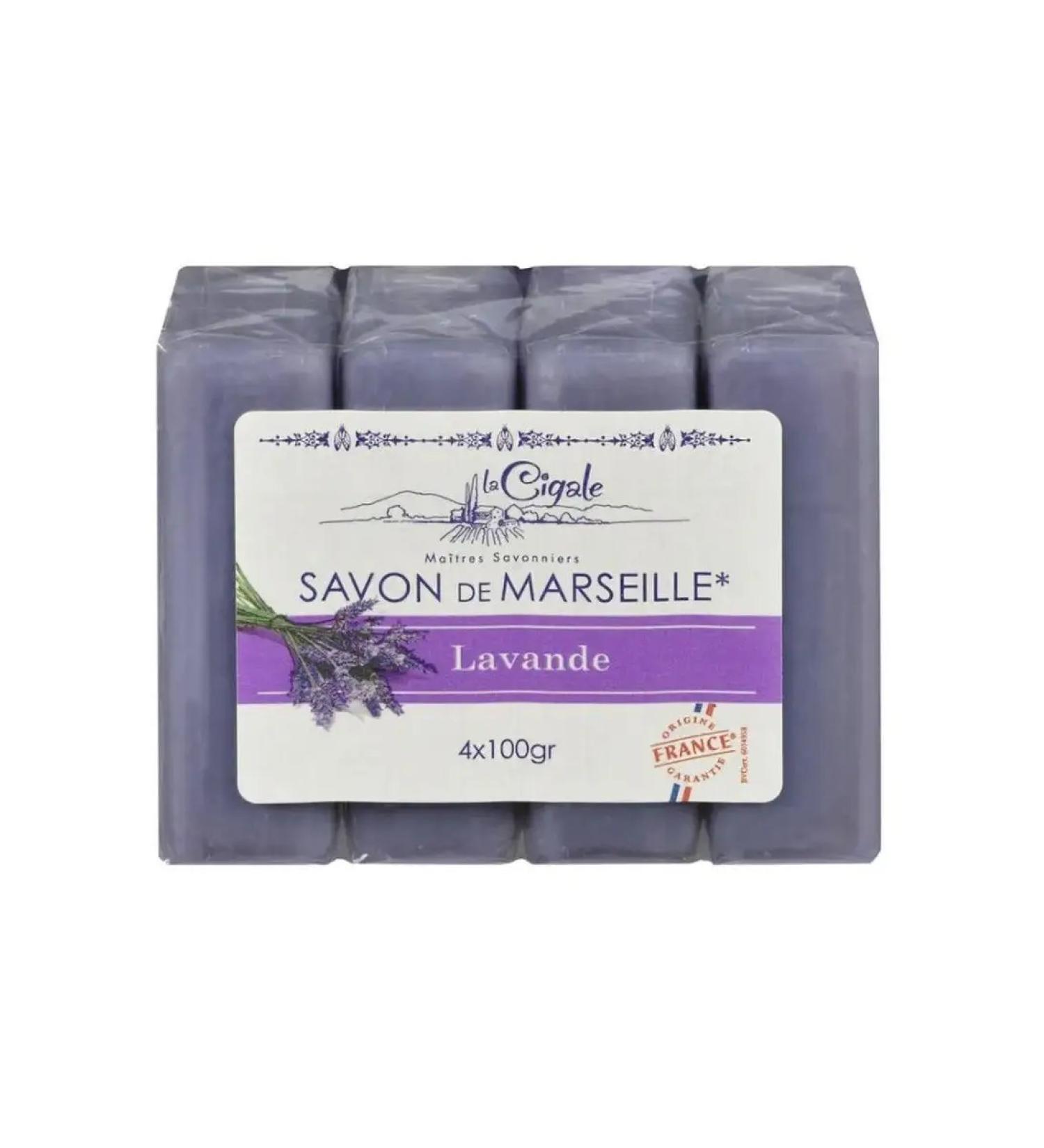 La Cigale Marseille soap with lavender 4 x 100 g solid (France) - Buy Online on GoSupps.com