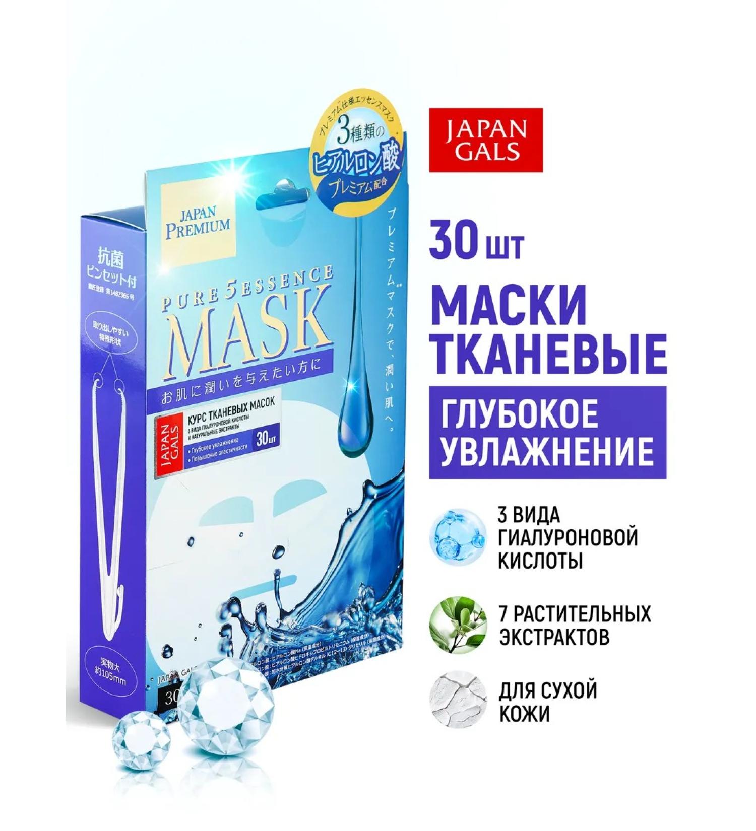 Japan Gals Fabric face masks with hyaluronic acid