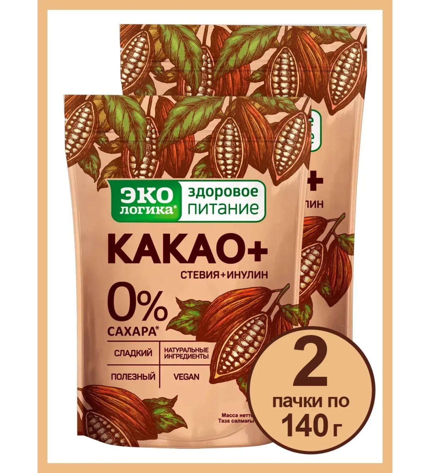 EcoLogic Cocoa plus soluble without sugar 140 g 2 pcs