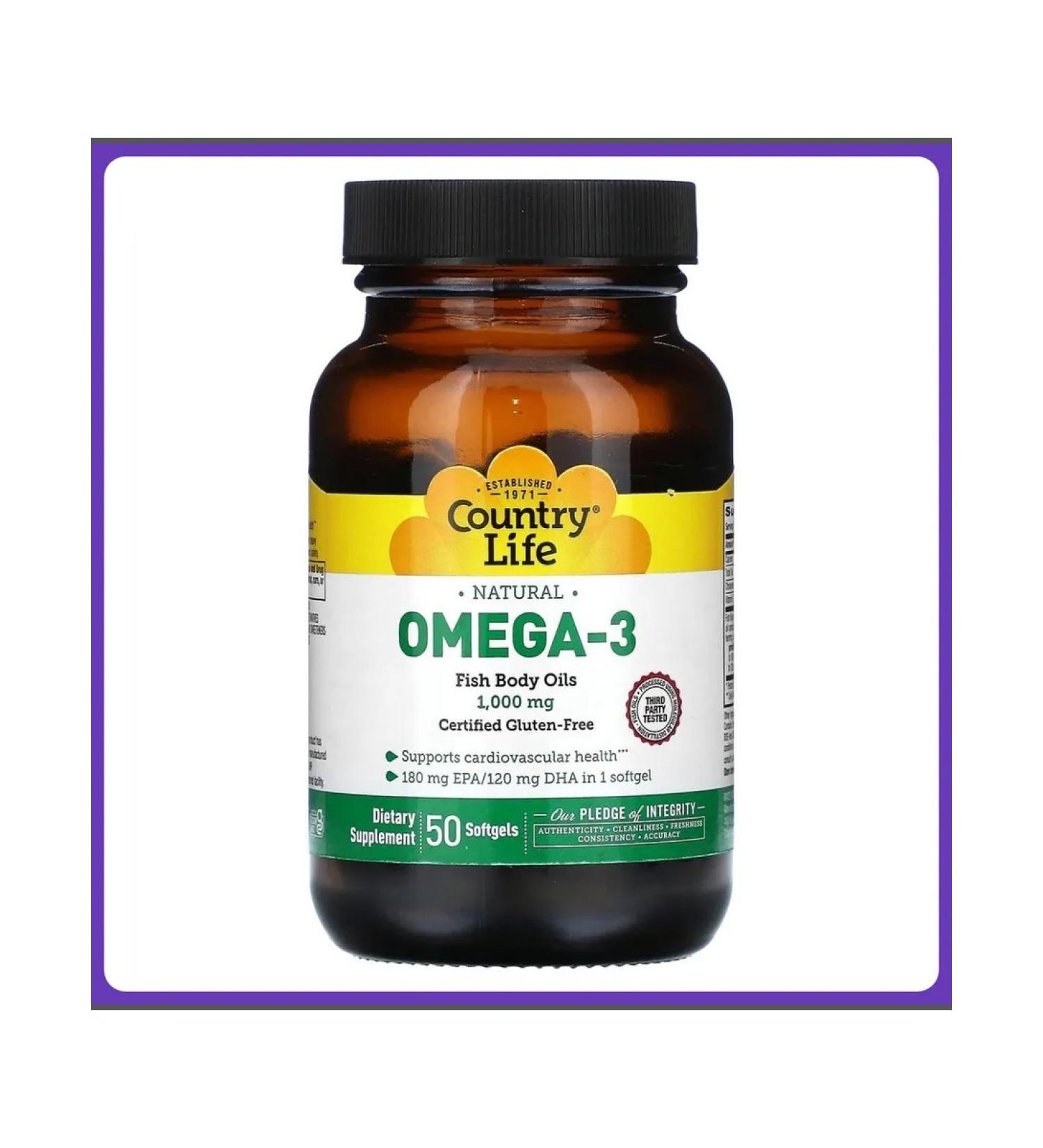 Country Life Fish oil omega-3 1000 mg 50 soft tablets