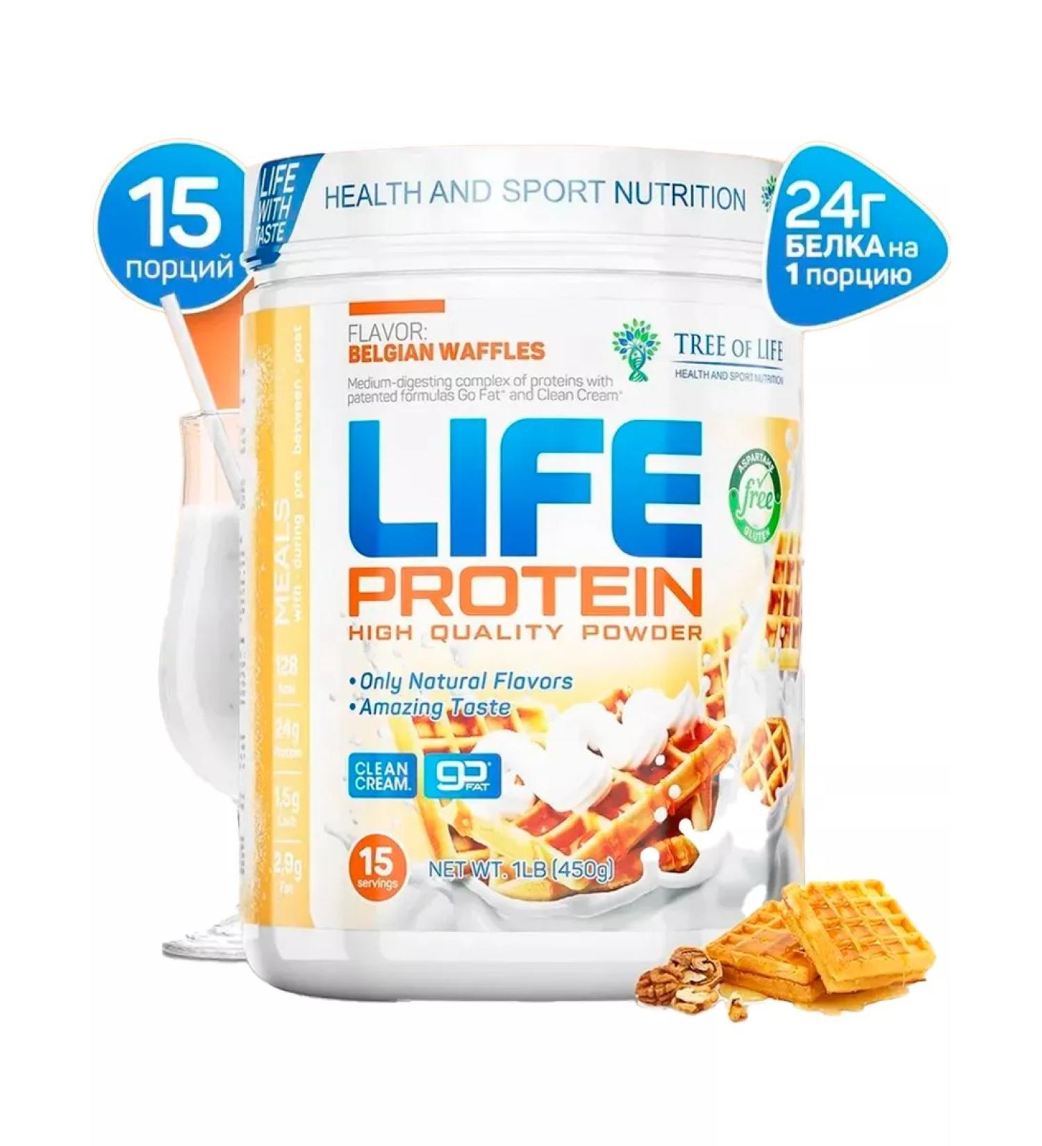 Tree of Life Life Protein 450g Belgian waffles - Buy Online on GoSupps.com