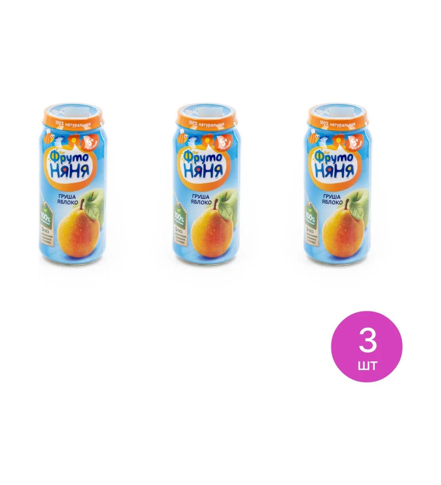 Frutonyanya Puree pear apples natural 250g (set of 3 pcs) - Buy Online on GoSupps.com