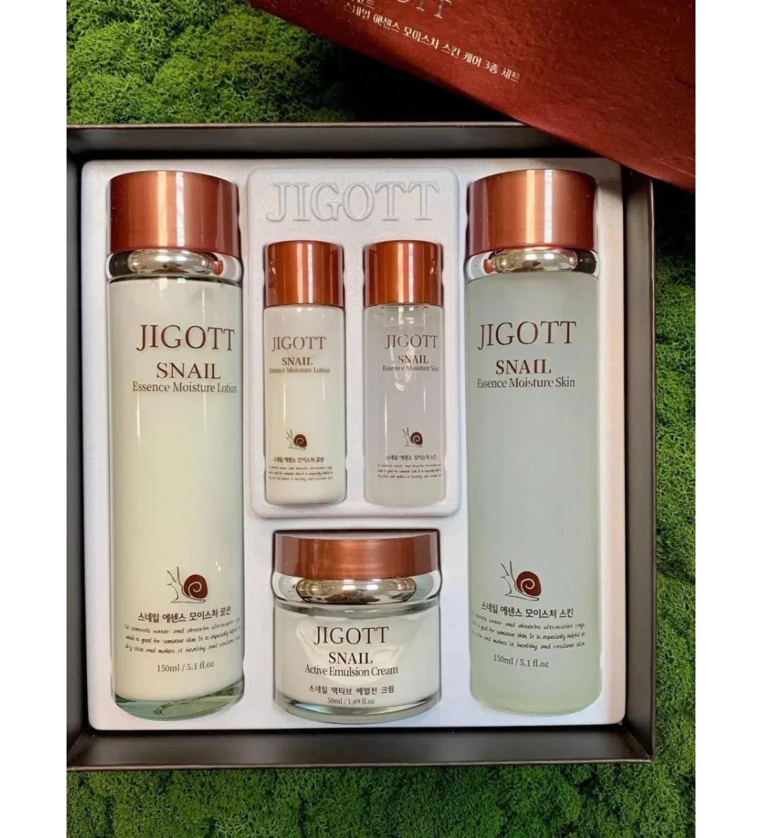Jigott Facial Set Snail Essence Moisture Skin Care 3 Set - Buy Online on GoSupps.com