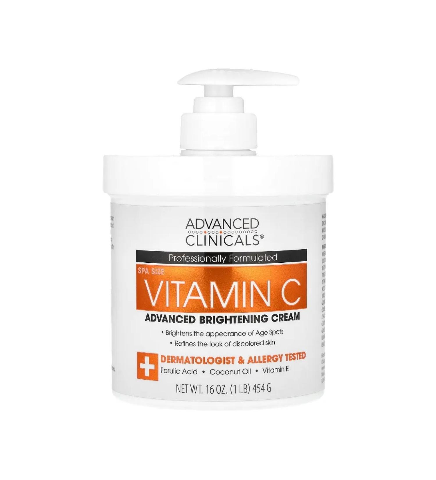 Advanced Clinicals Cream with vitamin C 454 g - Buy Online on GoSupps.com