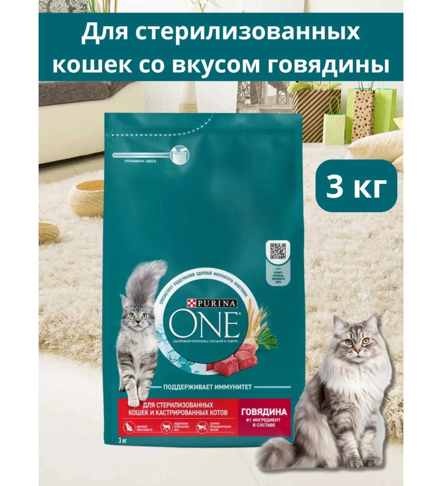 PURINA ONE Dry food for sterilized cats beef 3 kg - Buy Online on GoSupps.com