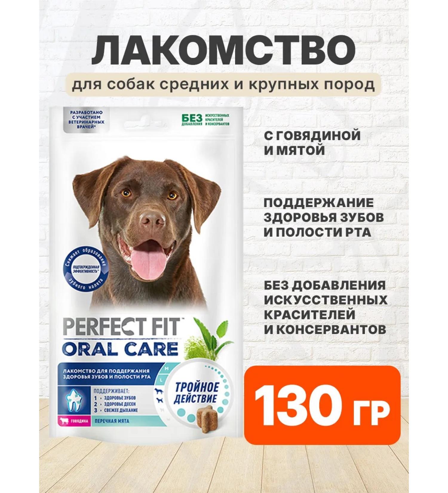 PERFECT FIT The treat for teeth of medium large dogs beef mint 130g - Buy Online on GoSupps.com