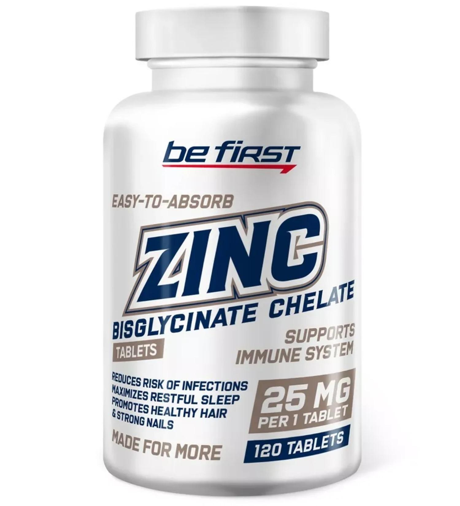 Be First ZINC 25mg 120 Tab (zinc helat bisglcinate) - Buy Online on GoSupps.com