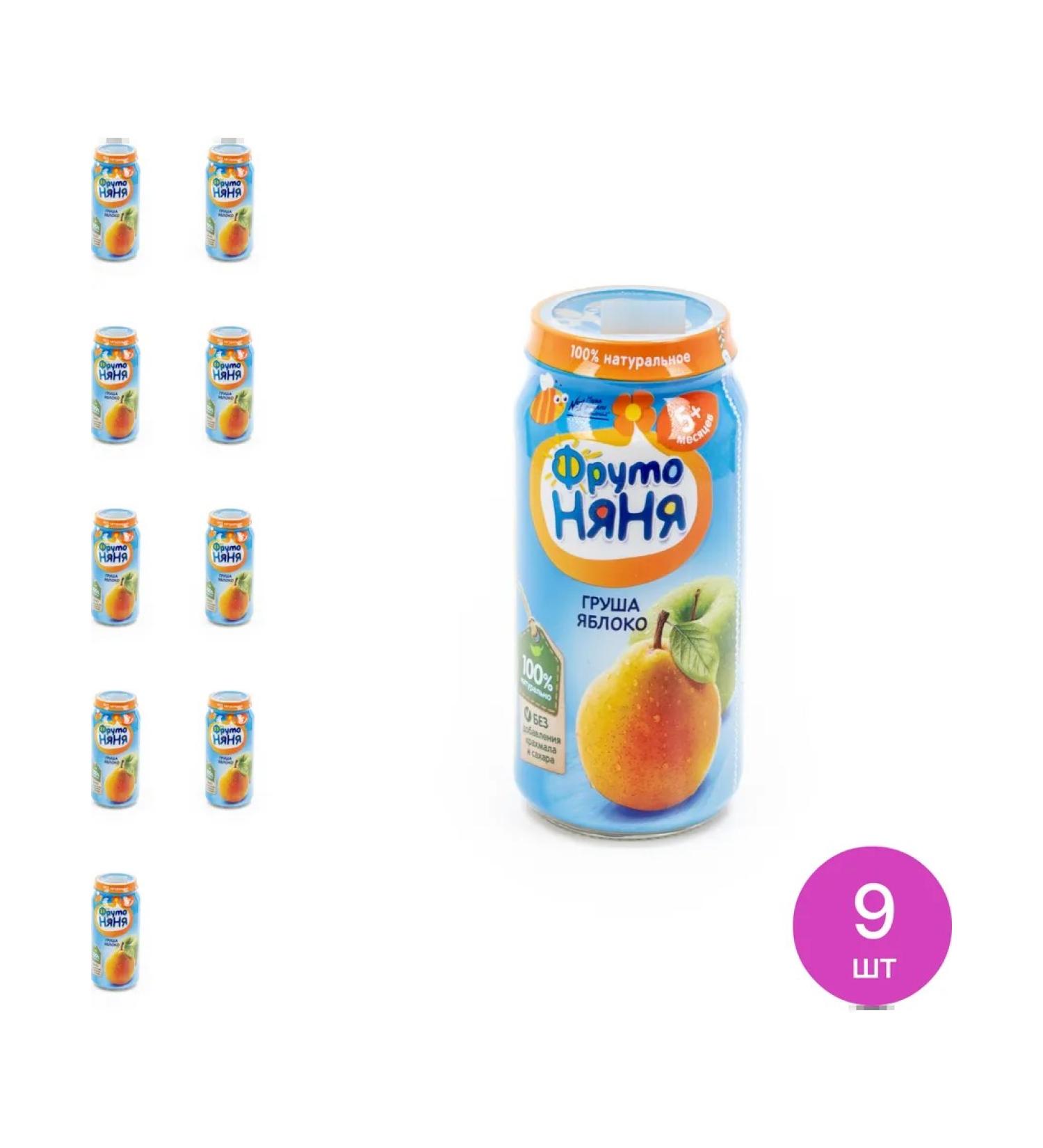 Frutonyanya Puree pear apples natural 250g (set of 9 pcs) - Buy Online on GoSupps.com