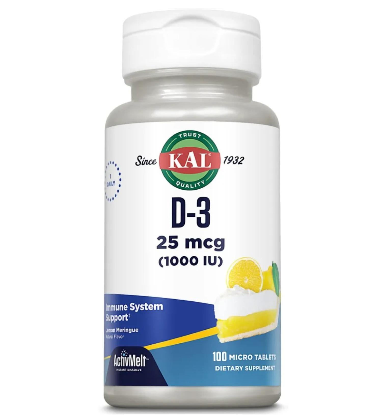 KAL Vitamin D3 1000 IU 100 Micro Tablets (vitamin D3 1000 IU) - Buy Online on GoSupps.com