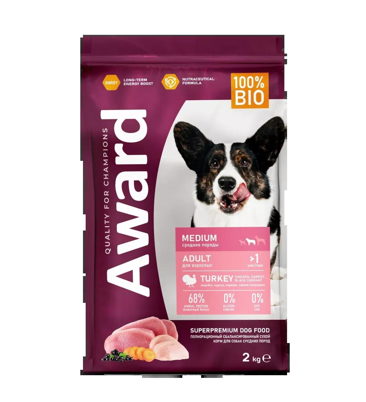 AWARD Feed for adult medium -sized dogs turkey chicken 2kg