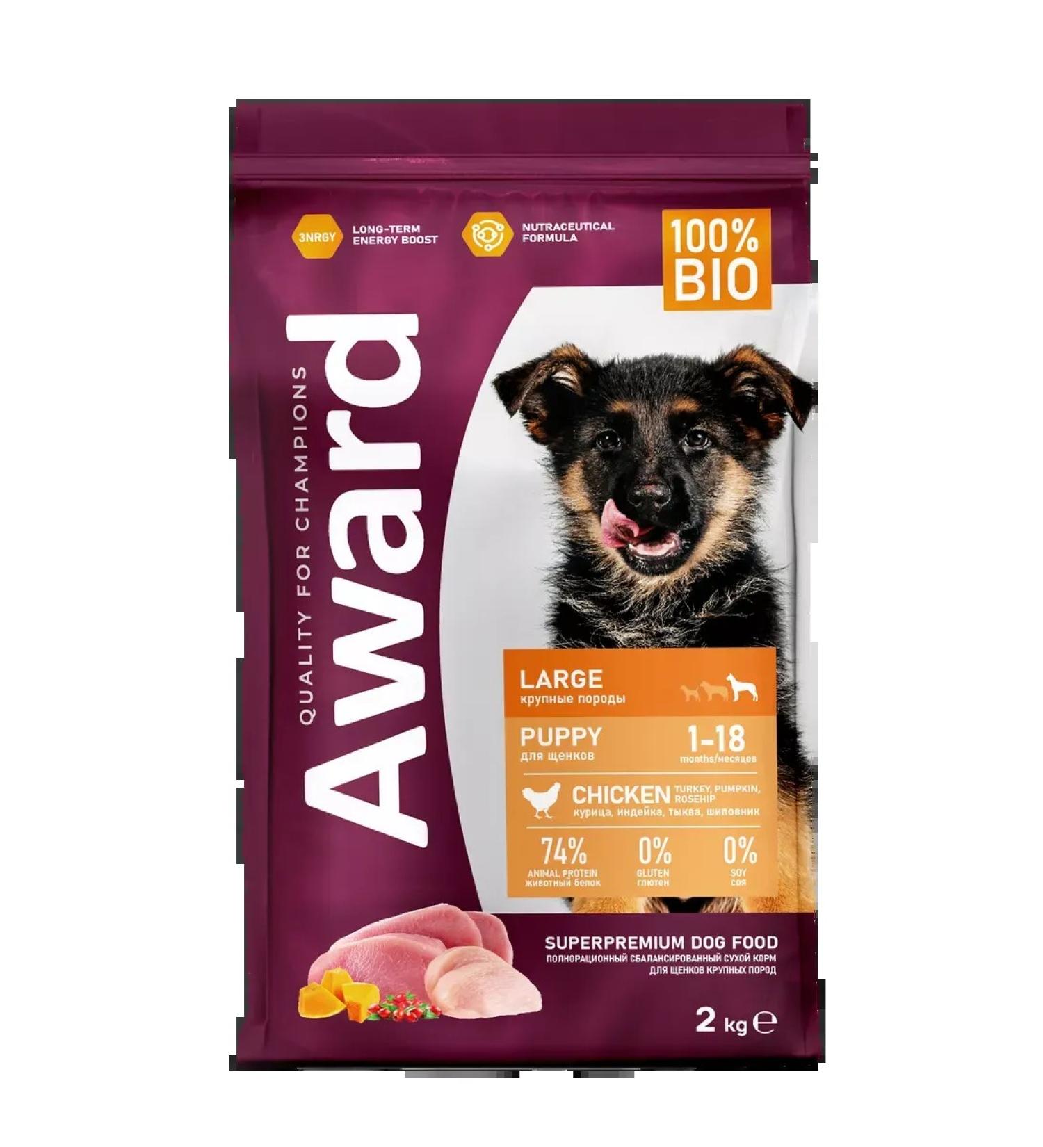 AWARD Feed for large breed puppies chicken turkey 2kg