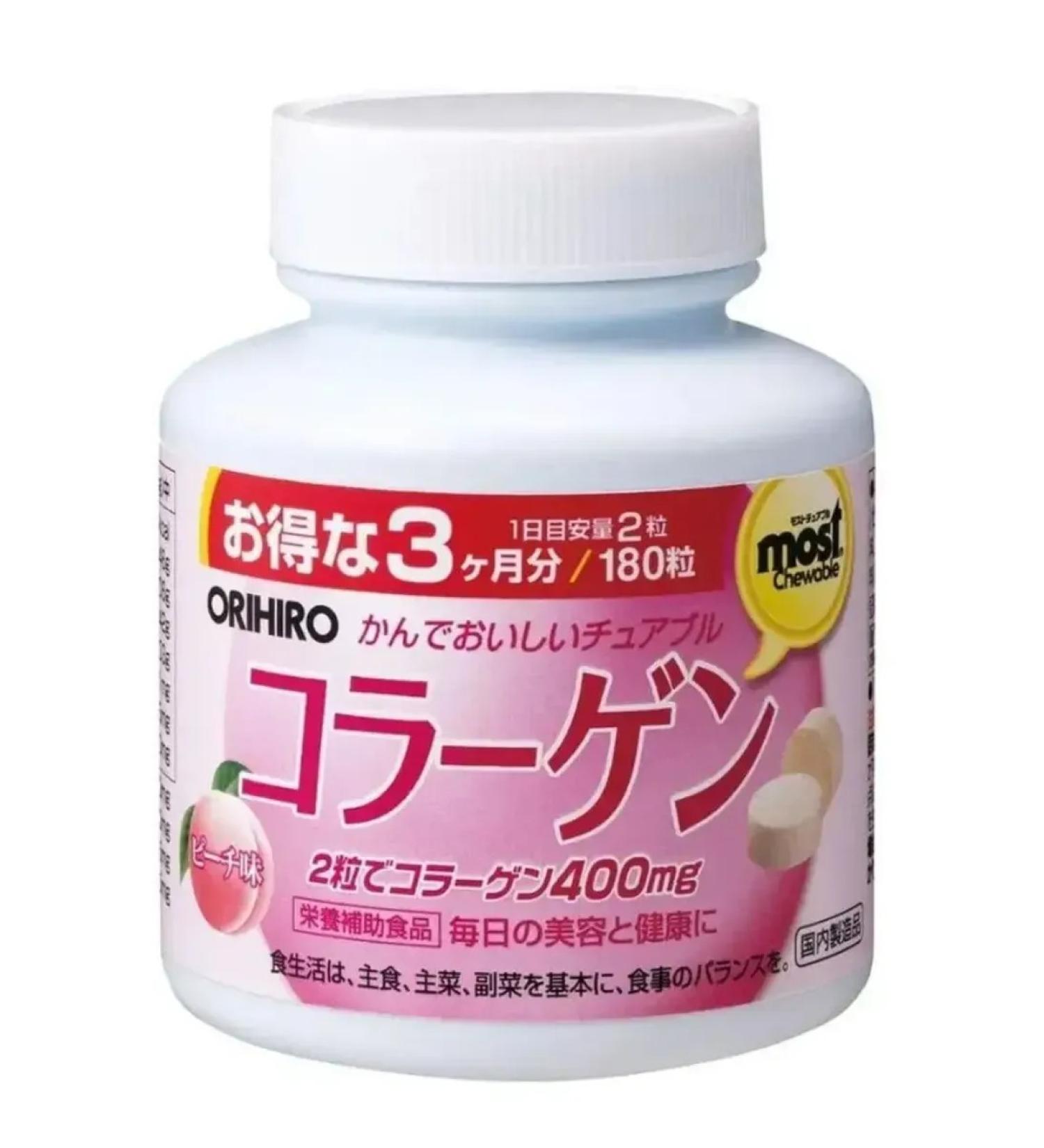 Orihiro Collagen with the taste of peach 180 tablets
