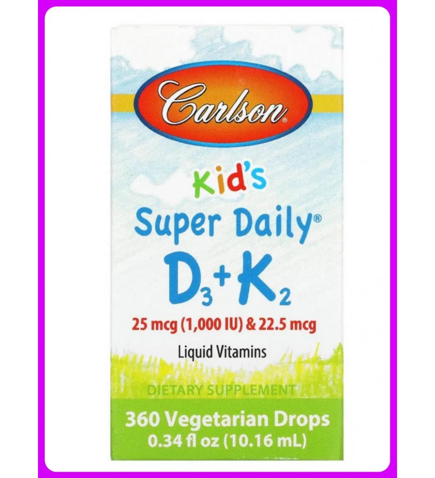 Carlson A complex of vitamins D3+K2 for children 10.16 ml - Buy Online on GoSupps.com