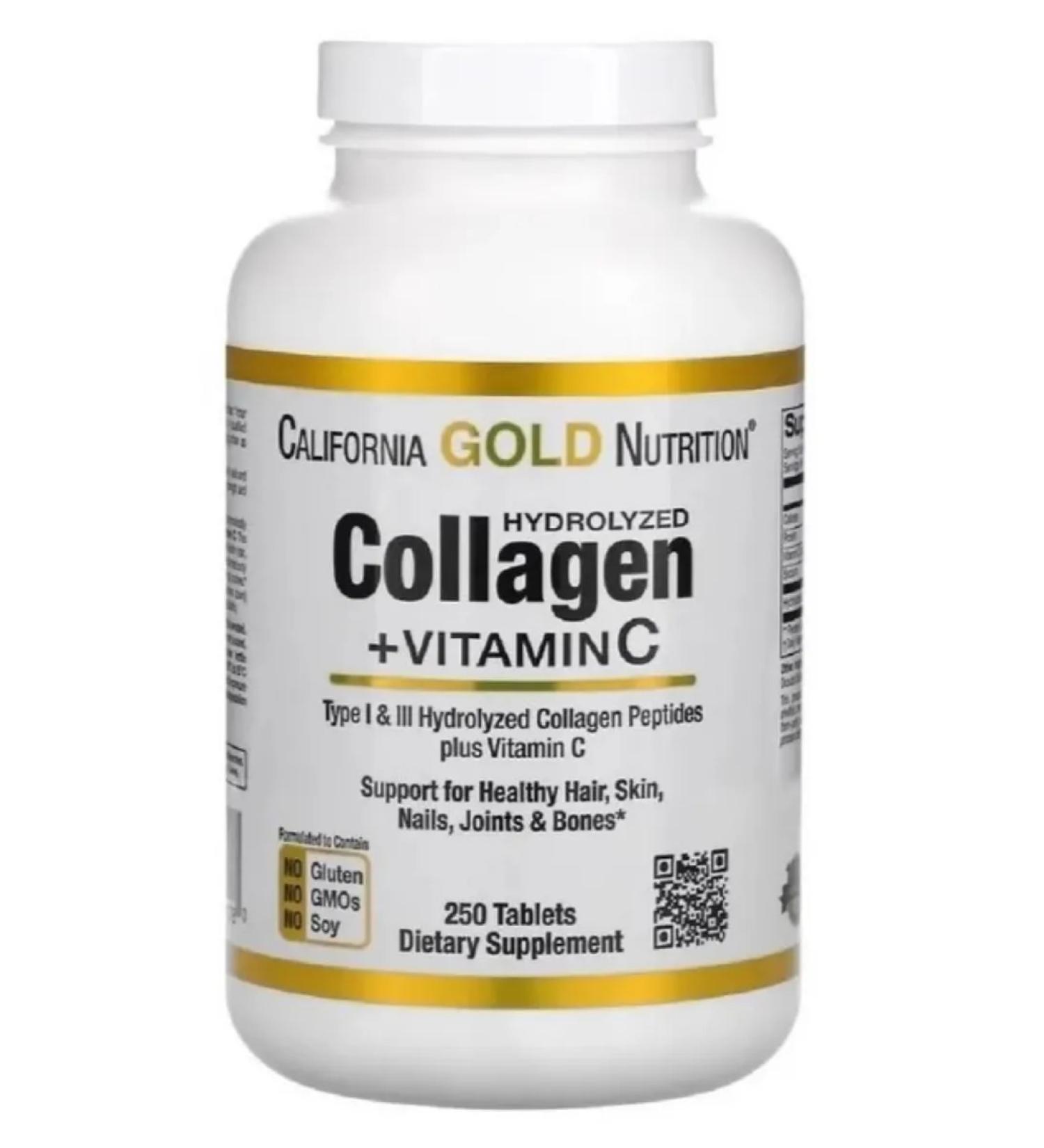 California Gold Nutrition Collagen + Vit C Collagen + Vit C 250 TABL - Buy Online on GoSupps.com