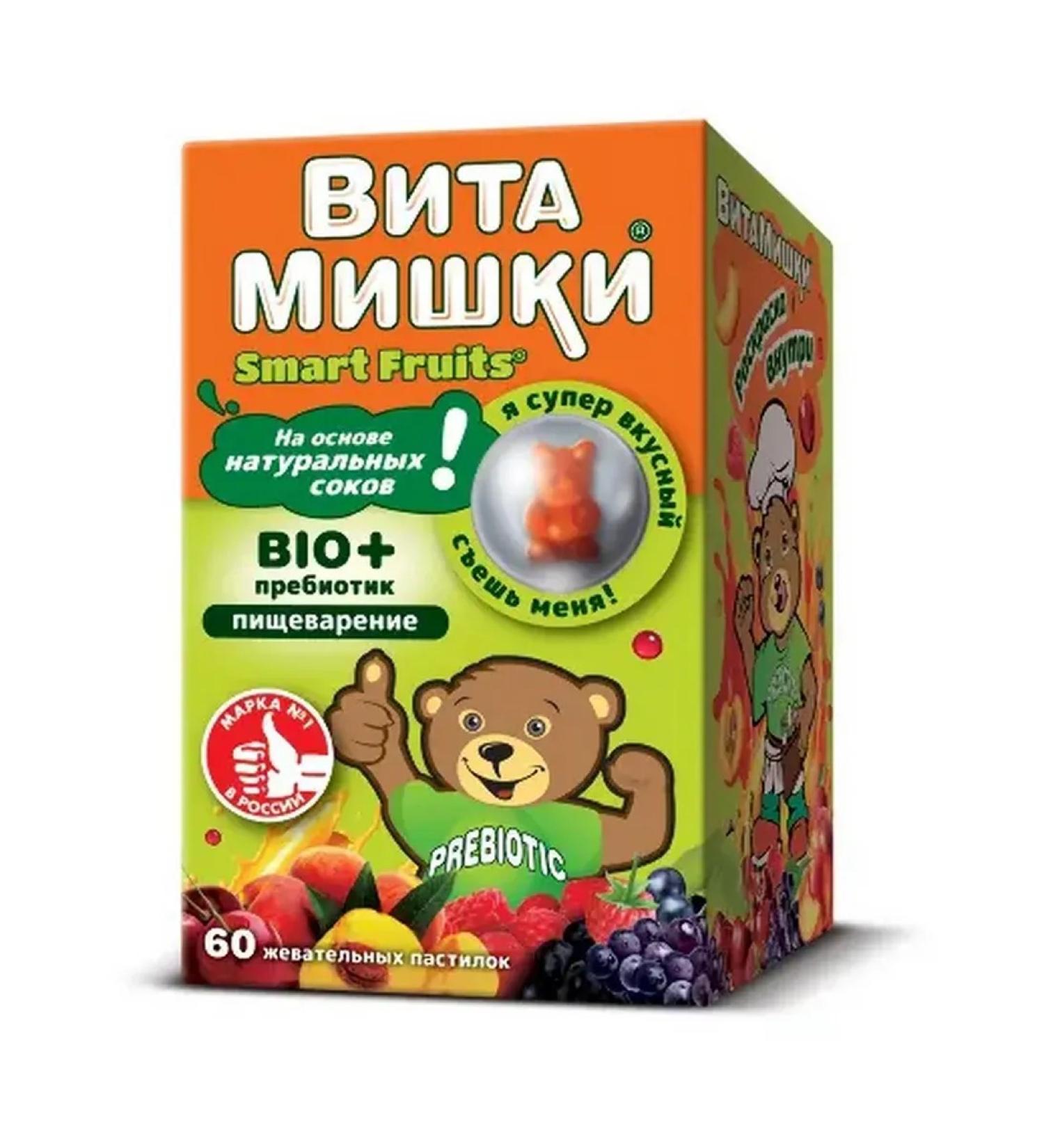 Vitamin Bears BIO+Prebiotic 60 pcs with chewing rods weighing 2500 mg 2 pcs