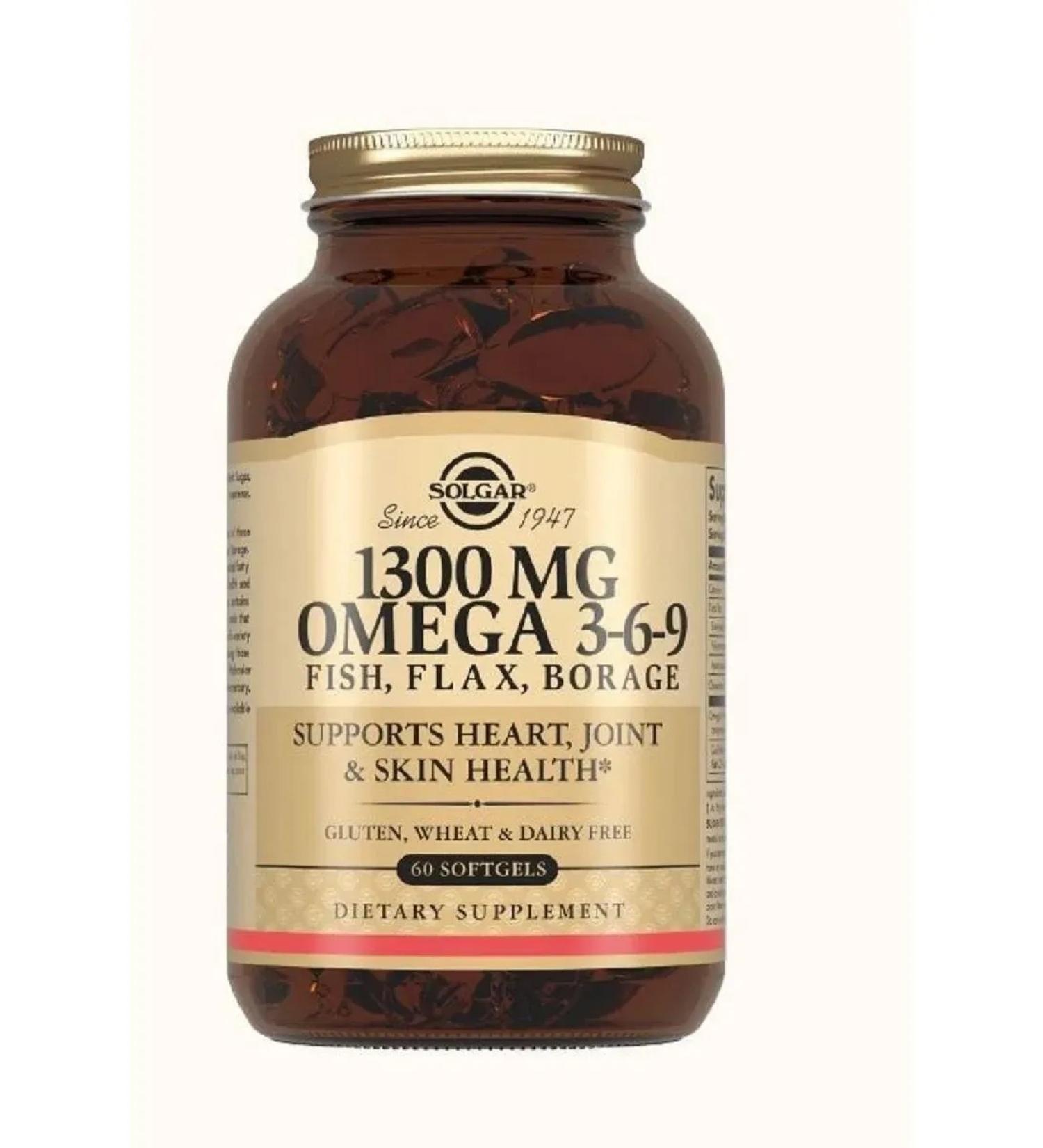 SOLGAR Fatty acid complex 1300 omega 3-6-9 60 pcs