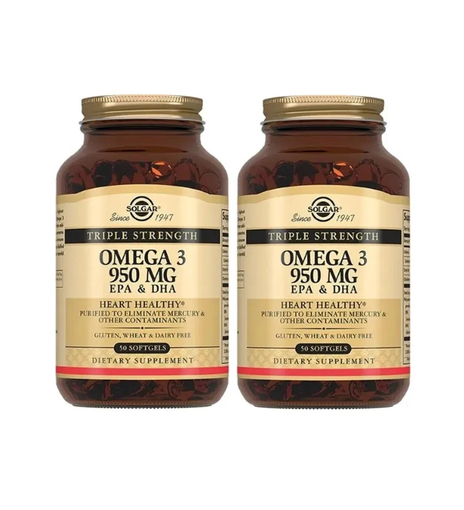 SOLGAR Triple omega-3 950 mg EPK and DGK 50 capsules 2 pcs