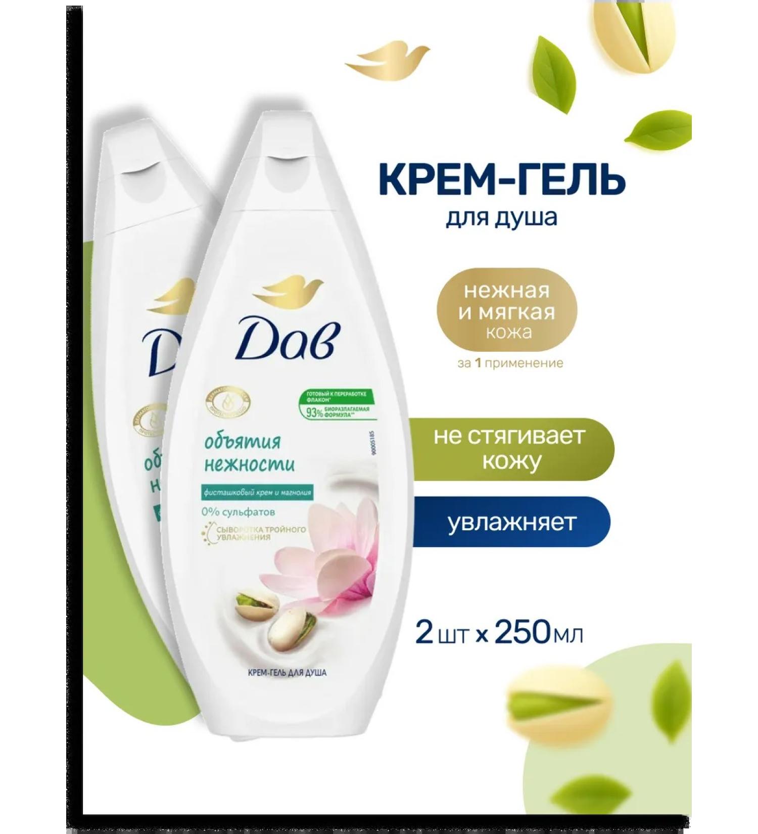 Dove Shower gel female pistachio and magnolia 250 ml 2 pcs - Buy Online on GoSupps.com