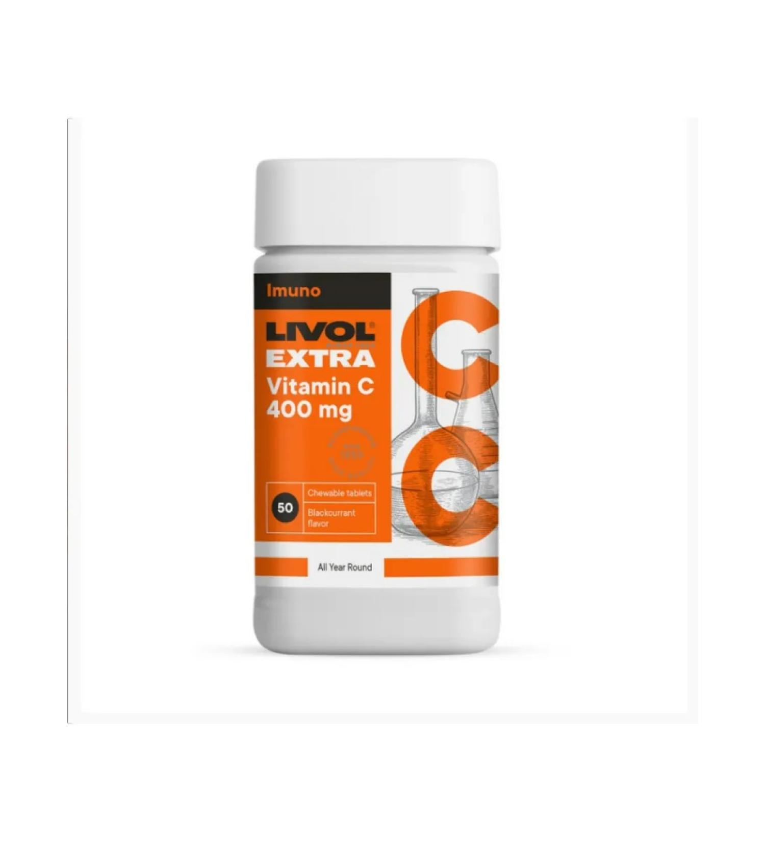 LIVOL Extra Vitamin C 400 mg vitamins with the taste of blackcurrant