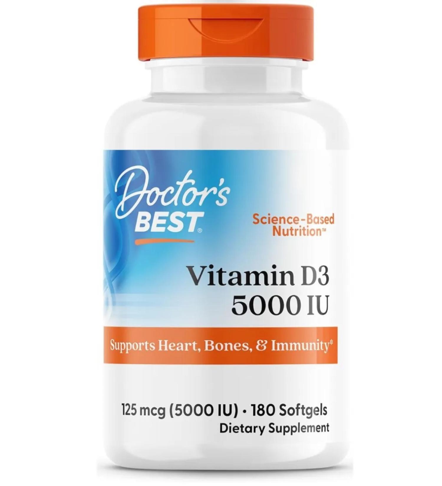 Doctors best Vitamin D3 5000 IU 180 Softgels (Vitamin D3 5000) - Buy Online on GoSupps.com