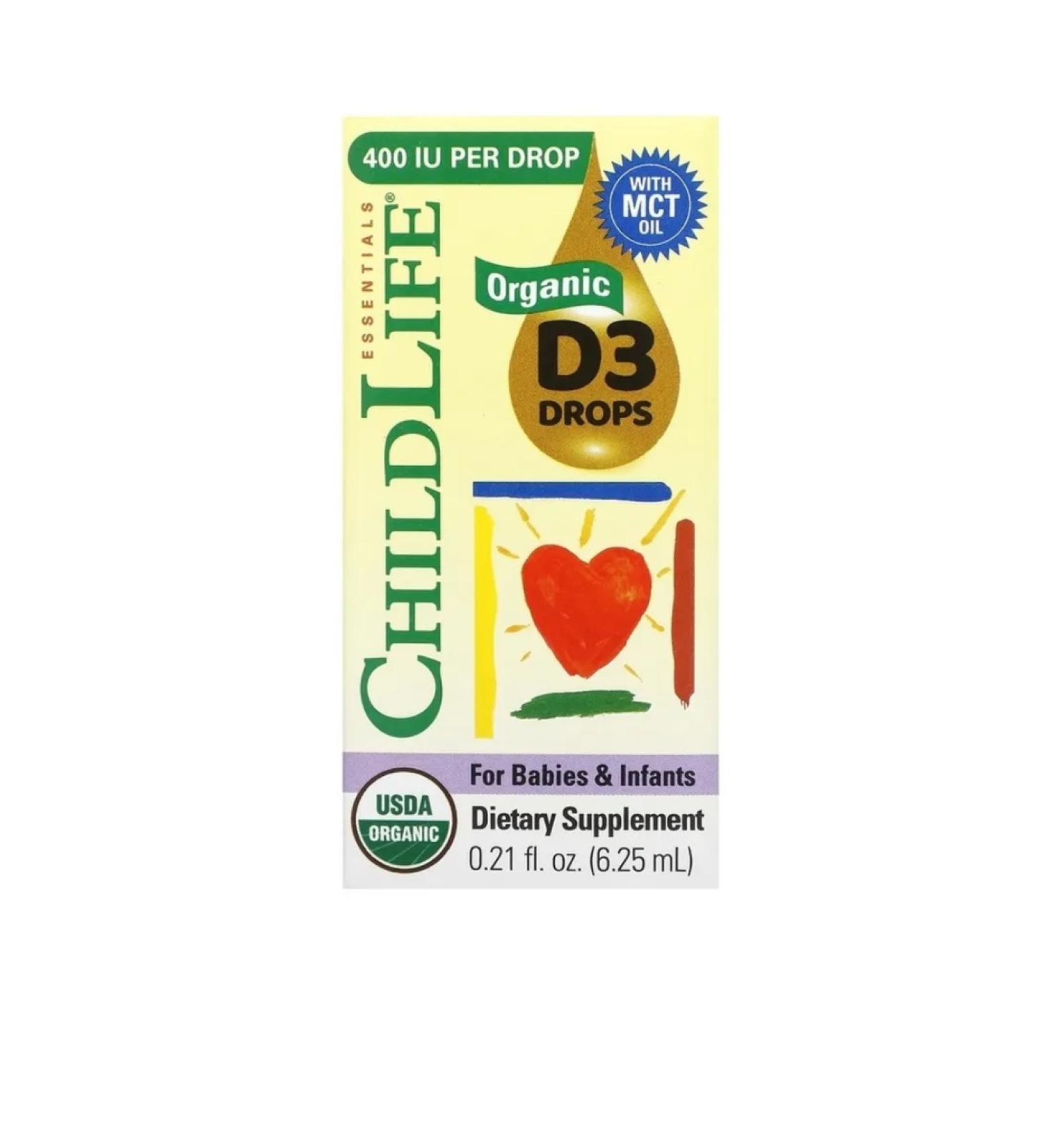 ChildLife Organic. Vitamin D3 for children in drops 6.25 ml - Buy Online on GoSupps.com