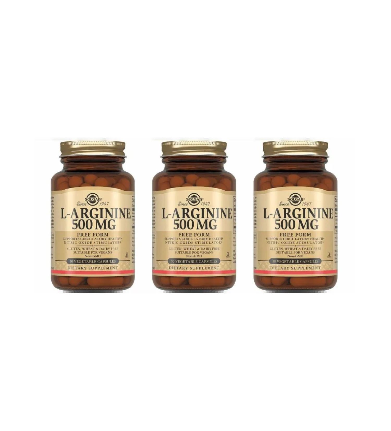 SOLGAR L-Arginine 500 Mg 50 capsules (670 mg) x 3 units