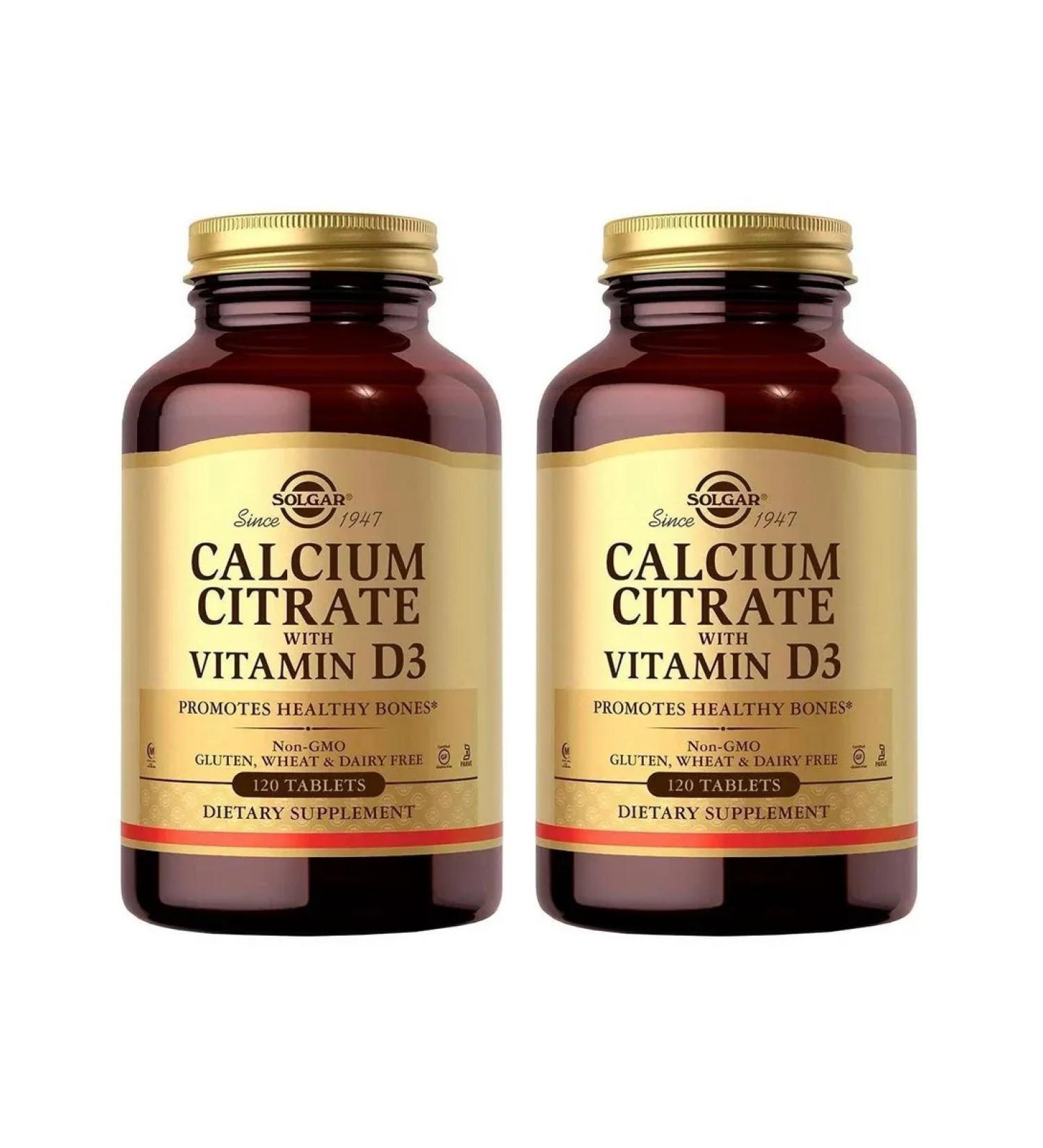 SOLGAR Calcium Citrate with Vitamin D3 120 tab (1602 mg) x 2 un