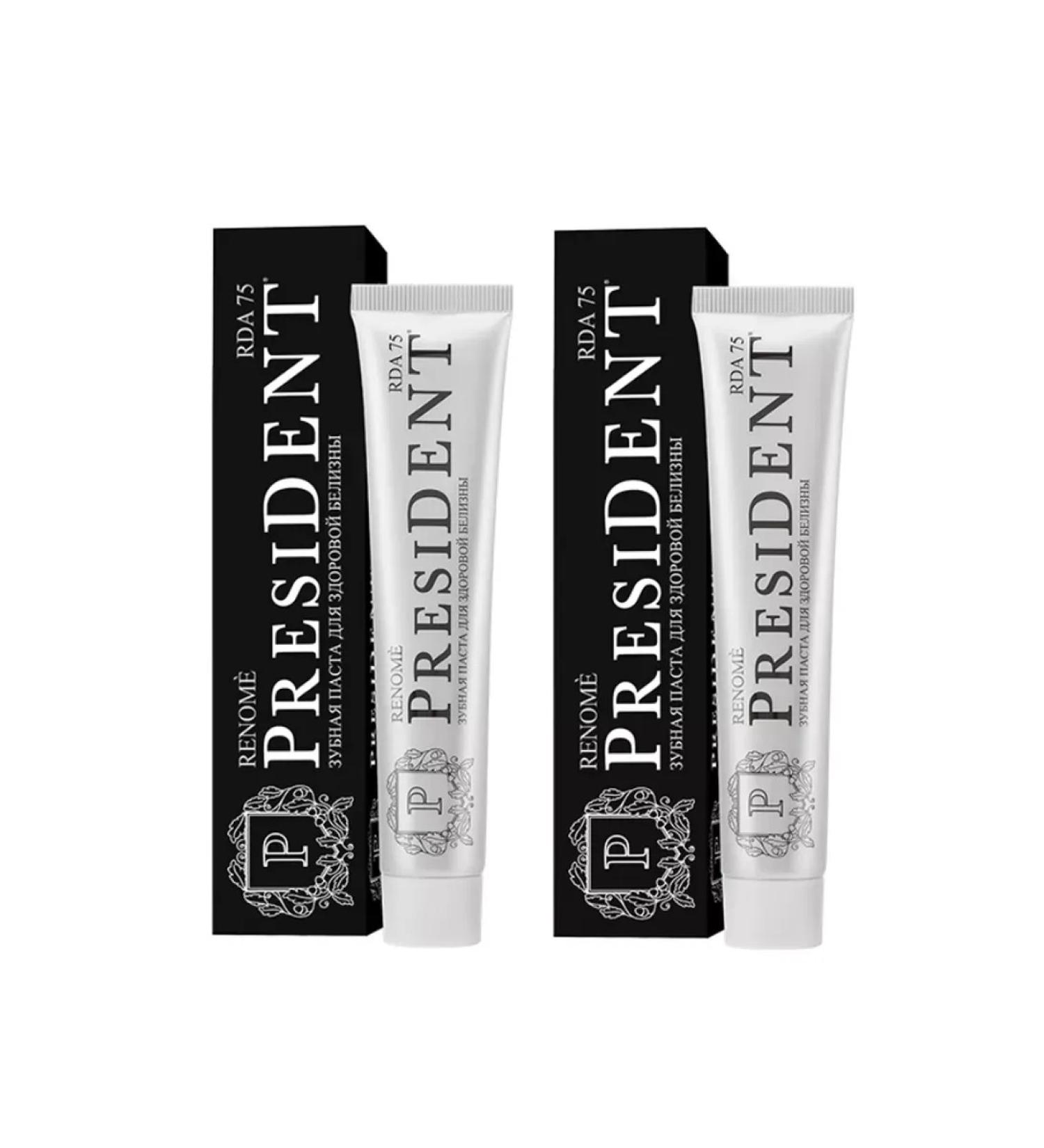PRESIDENT The toothpaste whitening with a fluorine Renome 2 pcs 75 grams - Buy Online on GoSupps.com